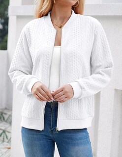 Foto 2 | Sudadera Tipo Cárdigan Wrolem Con Cremallera Y Capucha Blanca Para Mujer - Venta Internacional.