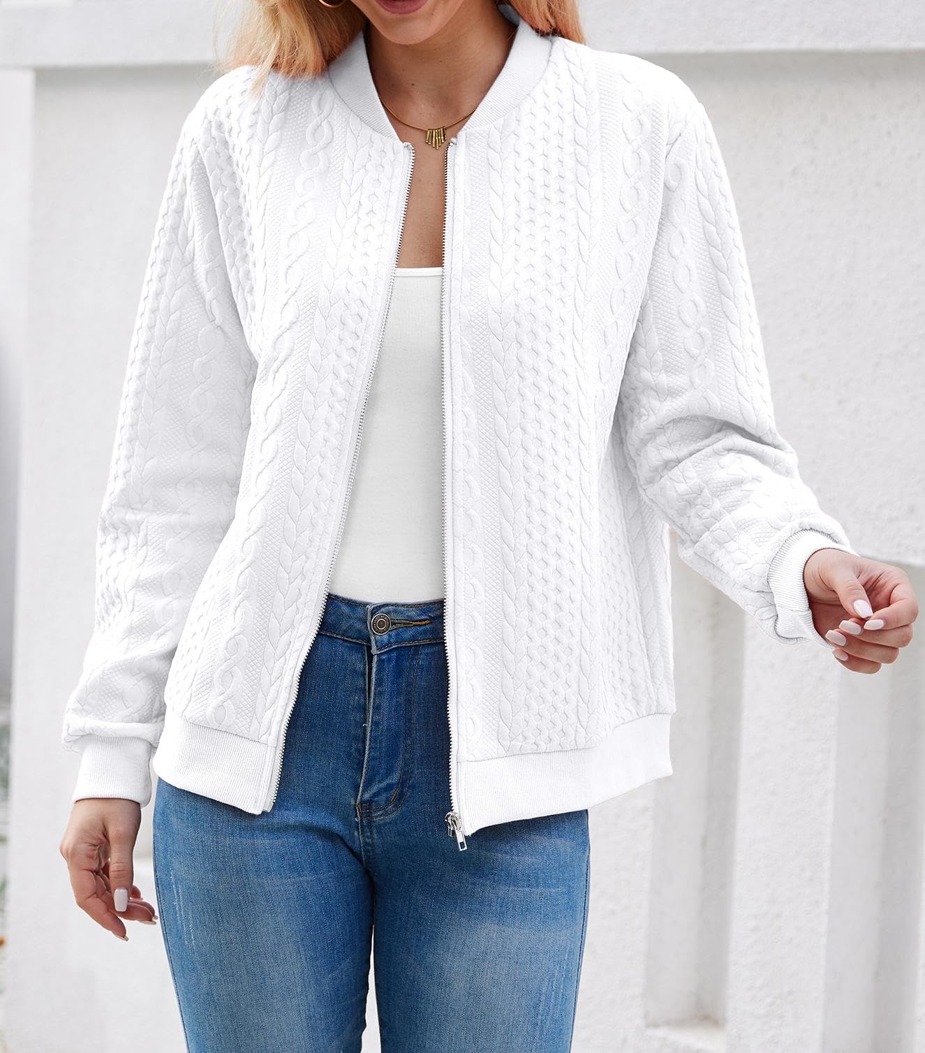Foto 7 pulgar | Sudadera Tipo Cárdigan Wrolem Con Cremallera Y Capucha Blanca Para Mujer - Venta Internacional.