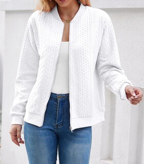 Foto 6 | Sudadera Tipo Cárdigan Wrolem Con Cremallera Y Capucha Blanca Para Mujer - Venta Internacional.
