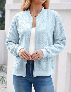 Foto 2 | Sudadera Tipo Cárdigan Wrolem Con Cremallera Y Capucha Para Mujer, Color Azul Claro - Venta Internacional.