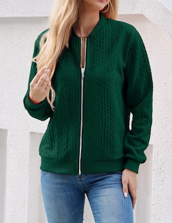 Foto 4 | Sudadera Tipo Cárdigan Wrolem Para Mujer Con Cremallera Y Capucha, Color Verde - Venta Internacional.