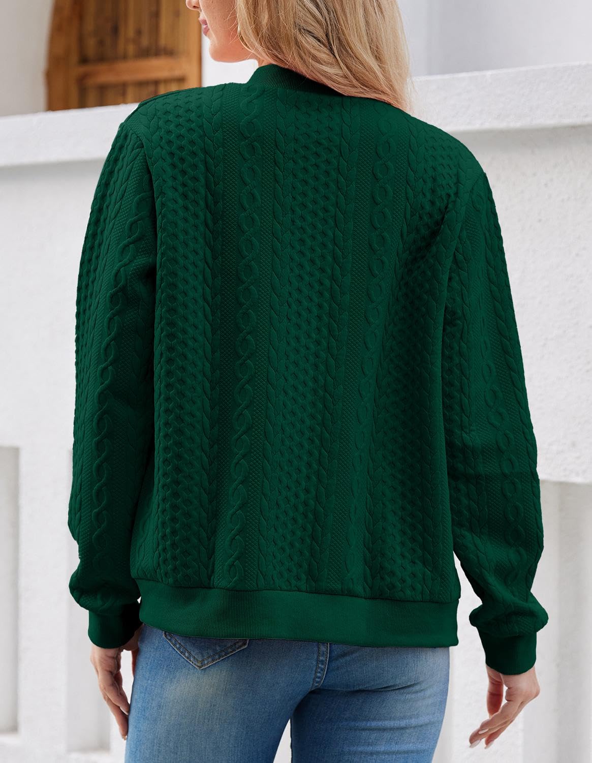 Foto 6 pulgar | Sudadera Tipo Cárdigan Wrolem Para Mujer Con Cremallera Y Capucha, Color Verde - Venta Internacional.