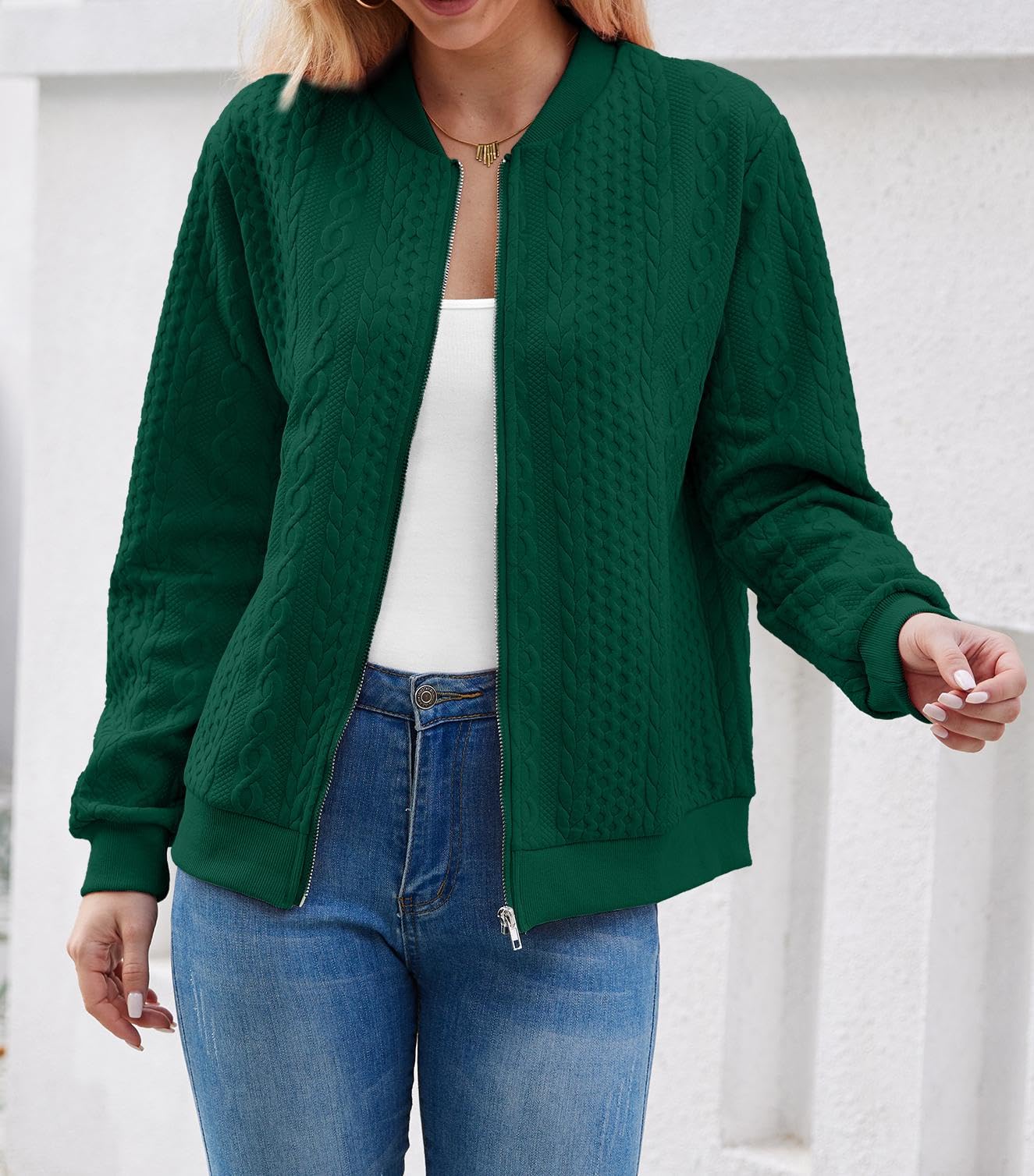 Foto 7 pulgar | Sudadera Tipo Cárdigan Wrolem Para Mujer Con Cremallera Y Capucha, Color Verde - Venta Internacional.