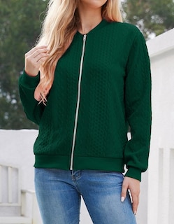 Foto 7 | Sudadera Tipo Cárdigan Wrolem Para Mujer Con Cremallera Y Capucha, Color Verde - Venta Internacional.