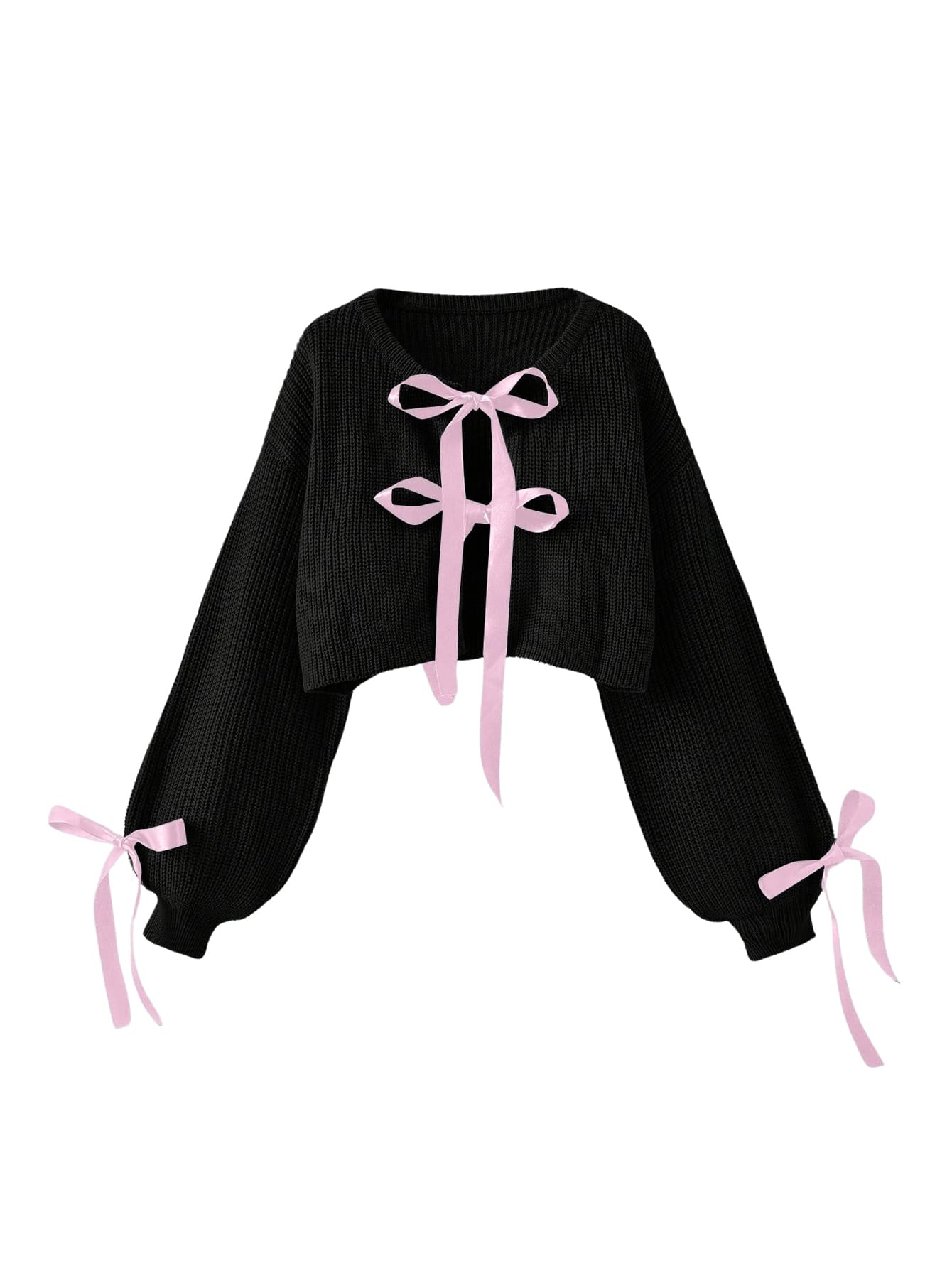 Foto 2 pulgar | Jersey Tipo Cárdigan Verdusa Para Mujer Con Pajarita Tejida En Crema Y Negro - Venta Internacional.