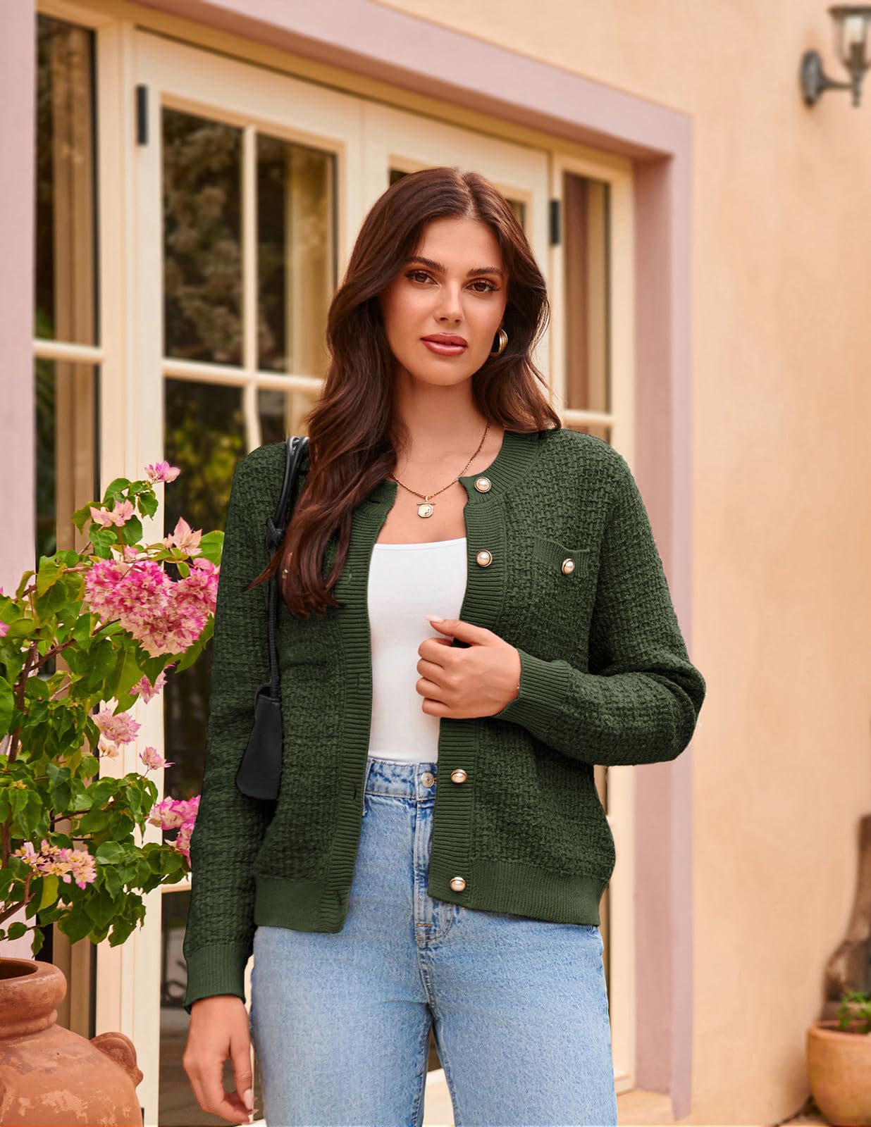 Foto 7 | Chaqueta Tipo Suéter Grace Karin De Punto De Tweed De Manga Larga Para Mujer - Venta Internacional.