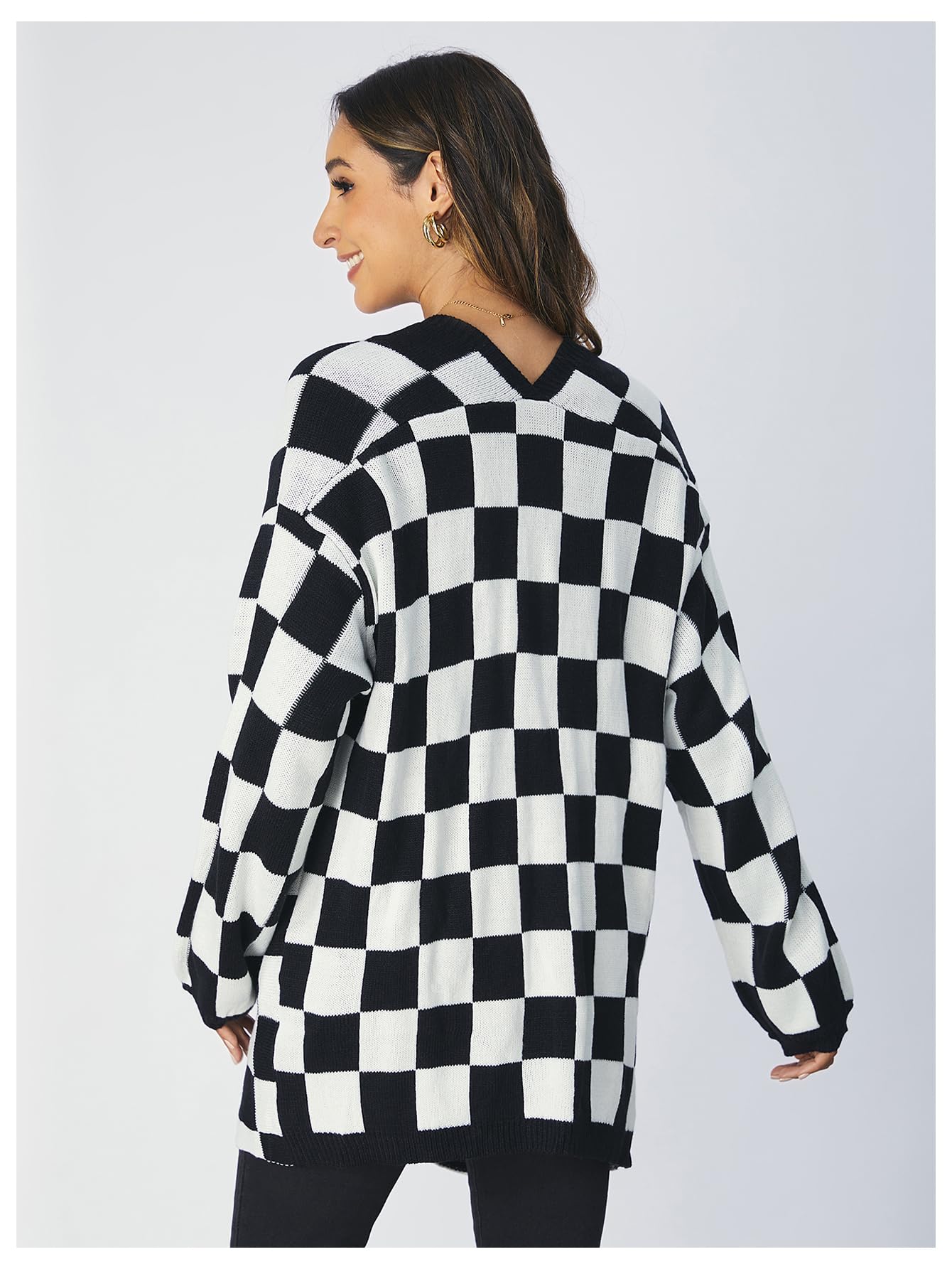Foto 2 | Jersey Tipo Cárdigan Soly Hux A Cuadros Con Parte Delantera Abierta Para Mujer - Venta Internacional.