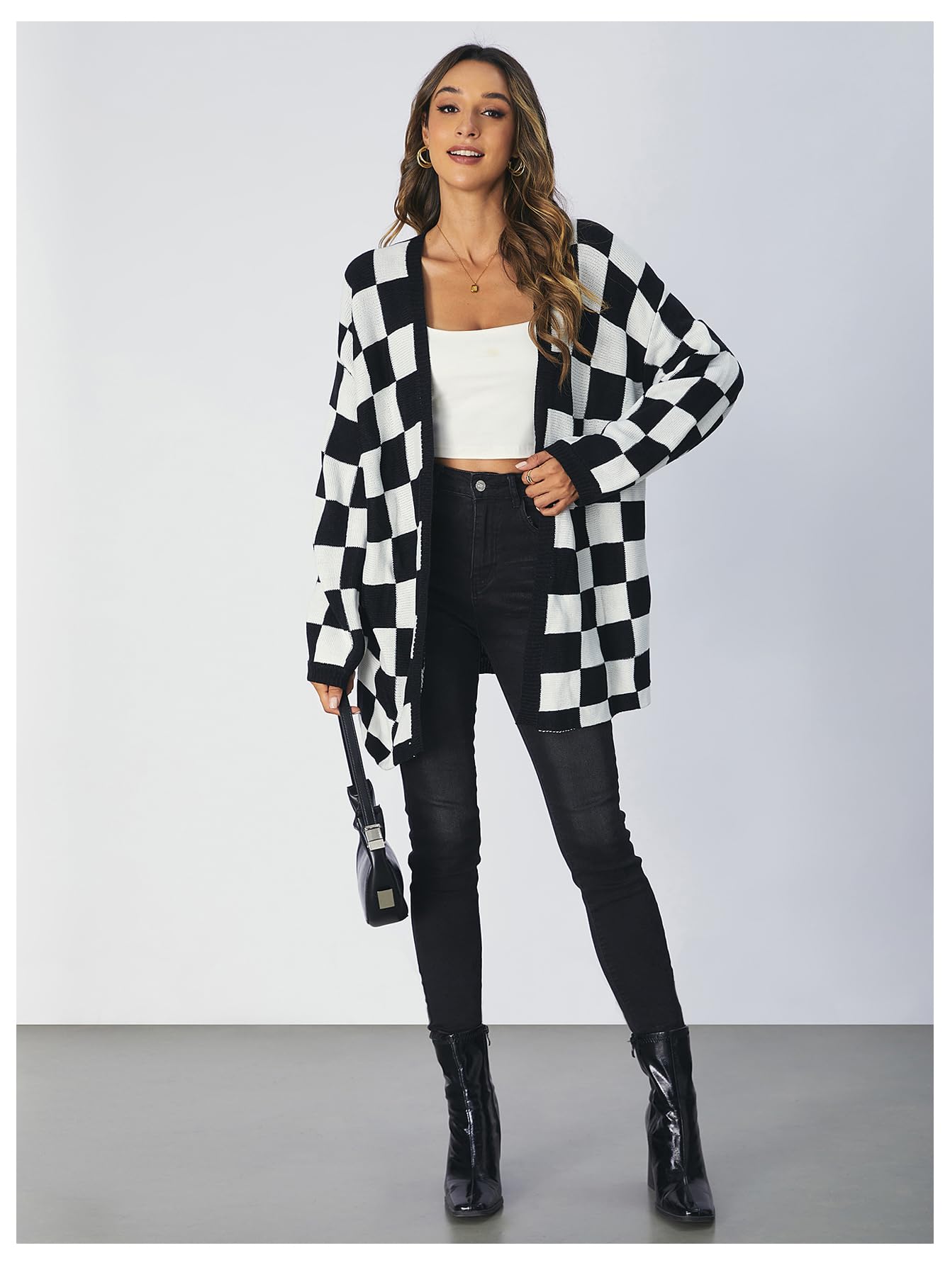 Foto 3 | Jersey Tipo Cárdigan Soly Hux A Cuadros Con Parte Delantera Abierta Para Mujer - Venta Internacional.
