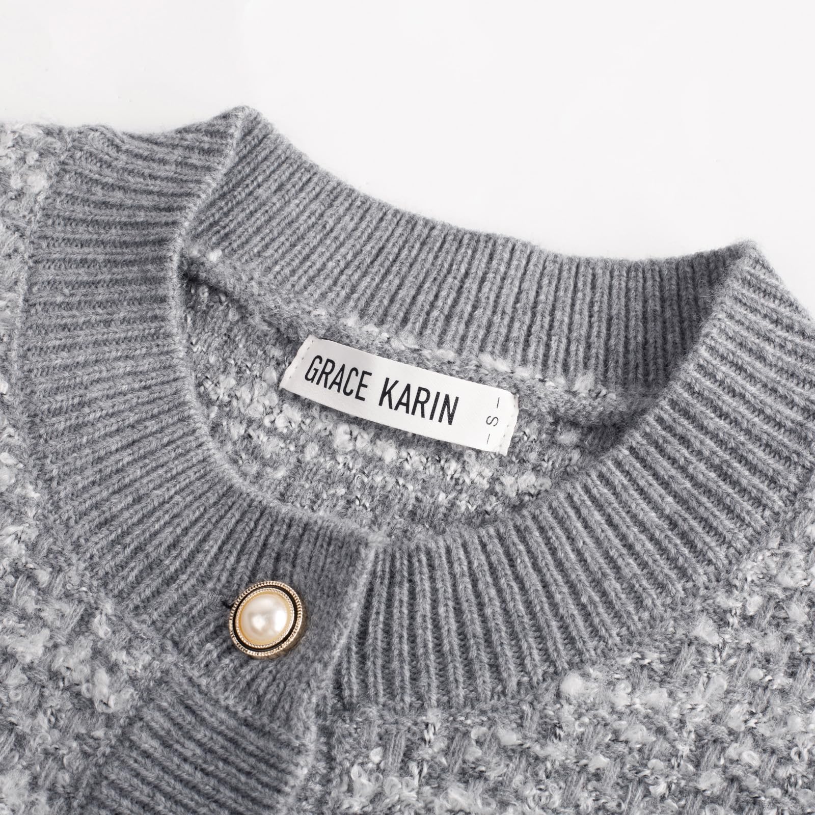 Foto 2 | Jersey Tipo Cárdigan Grace Karin Con Botones, Gris Ligero - Venta Internacional.