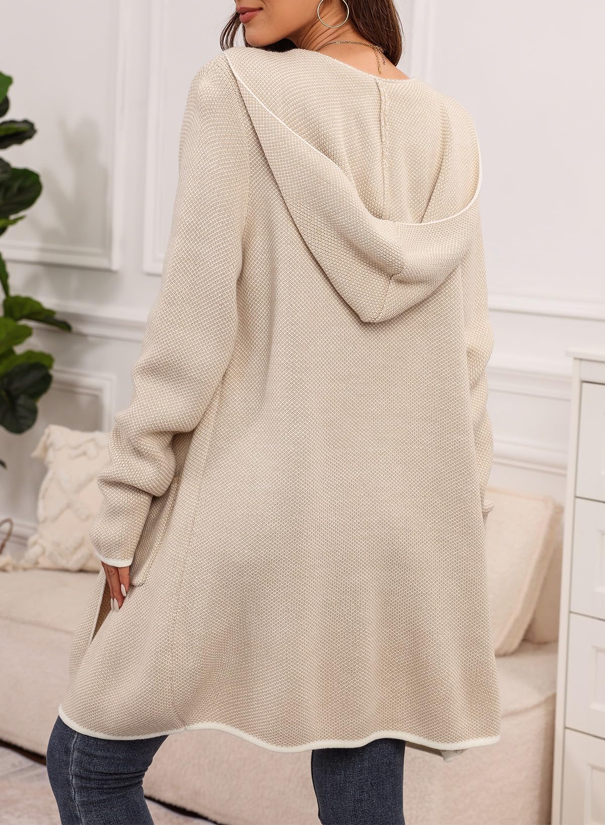 Foto 3 | Suéter Tipo Cárdigan Sidefeel 2024 Con Frente Abierto En Contraste Para Mujer - Venta Internacional.