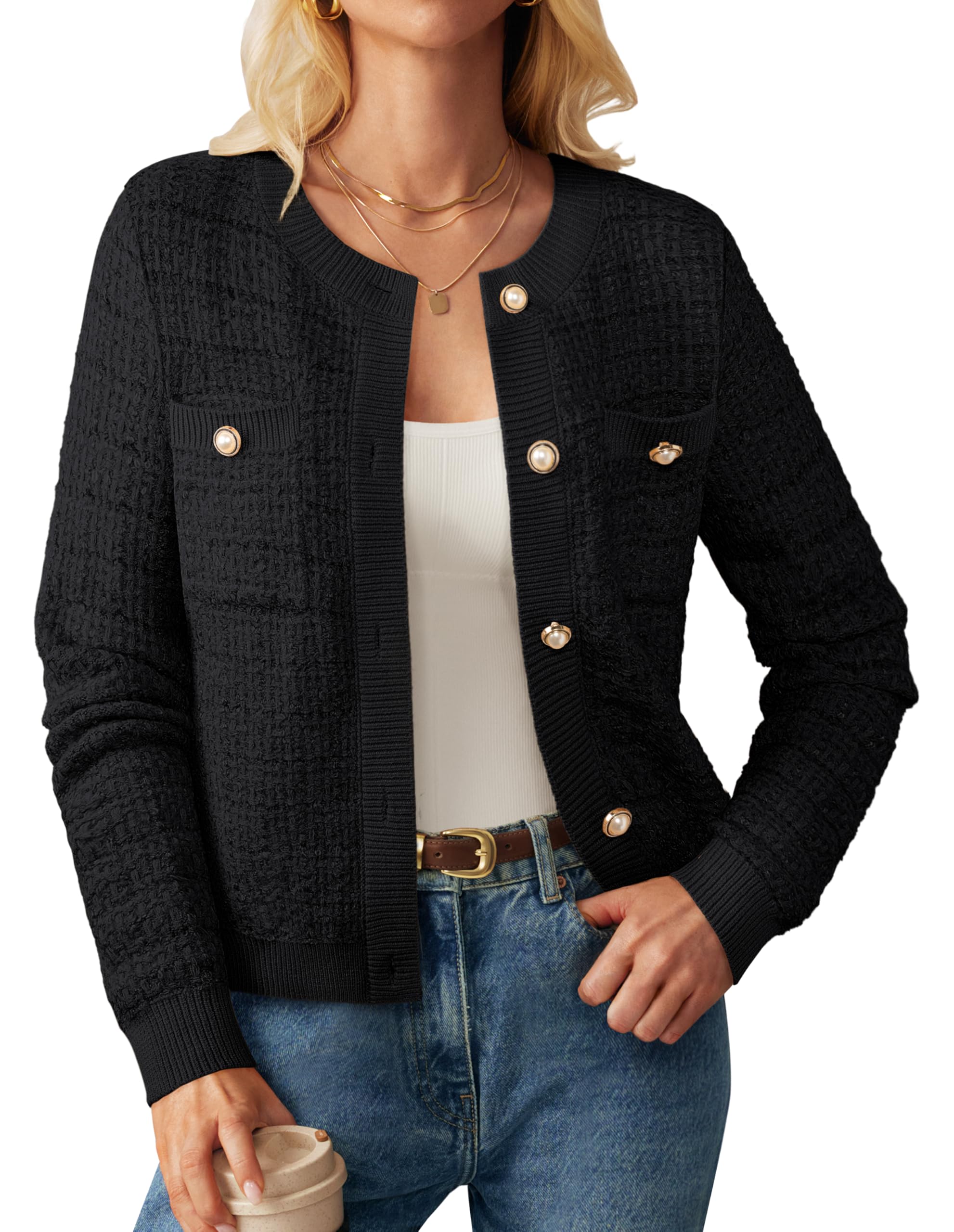 Jersey De Punto Negro De Manga Larga Grace Karin Para Mujer - Venta Internacional.