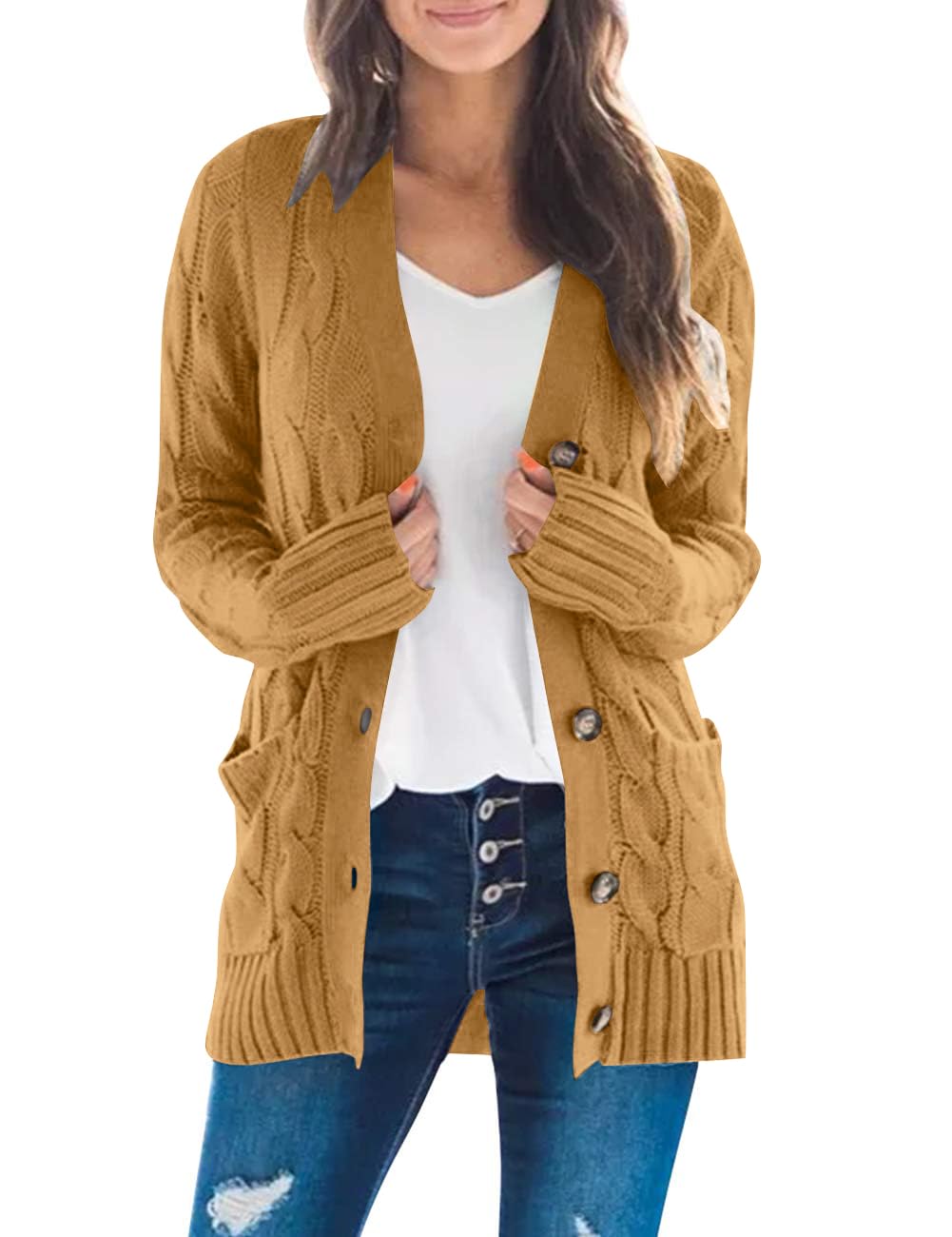 Foto 2 pulgar | Jersey Tipo Cárdigan Merokeety para Mujer de Punto Trenzado - Venta Internacional