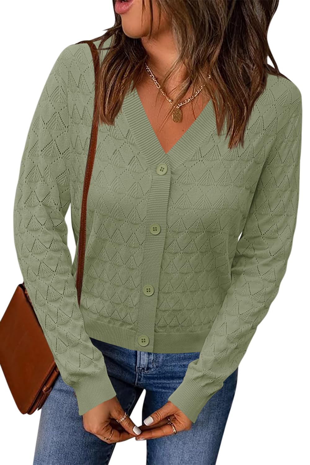 Foto 2 | Jersey Tipo Cárdigan Lomon Para Mujer, Cuello En V, Color Verde, Talla Xl - Venta Internacional.