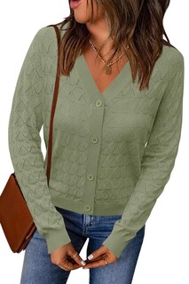 Foto 2 | Jersey Tipo Cárdigan Lomon Para Mujer, Cuello En V, Color Verde, Talla Xl - Venta Internacional.