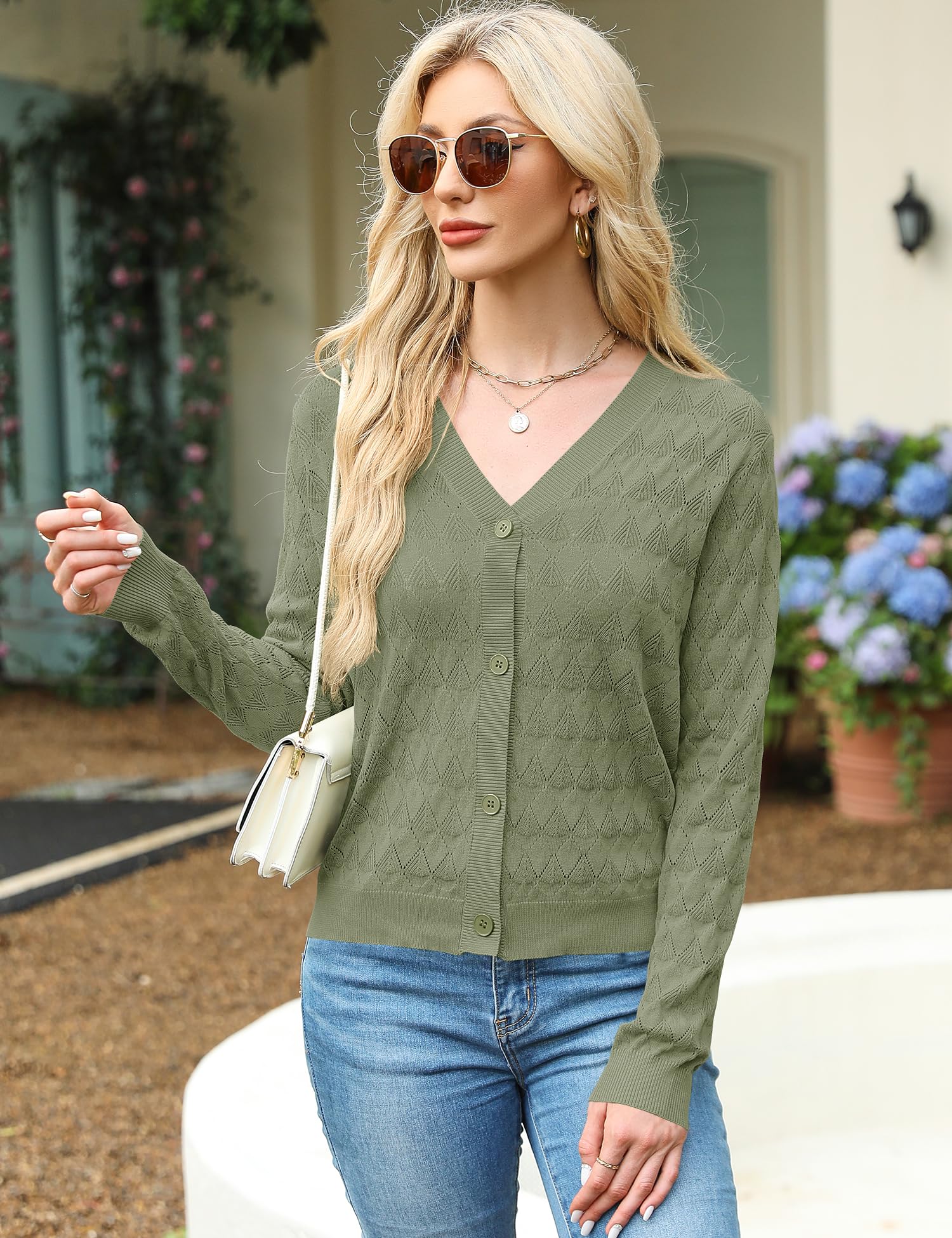 Foto 4 | Jersey Tipo Cárdigan Lomon Para Mujer, Cuello En V, Color Verde, Talla Xl - Venta Internacional.