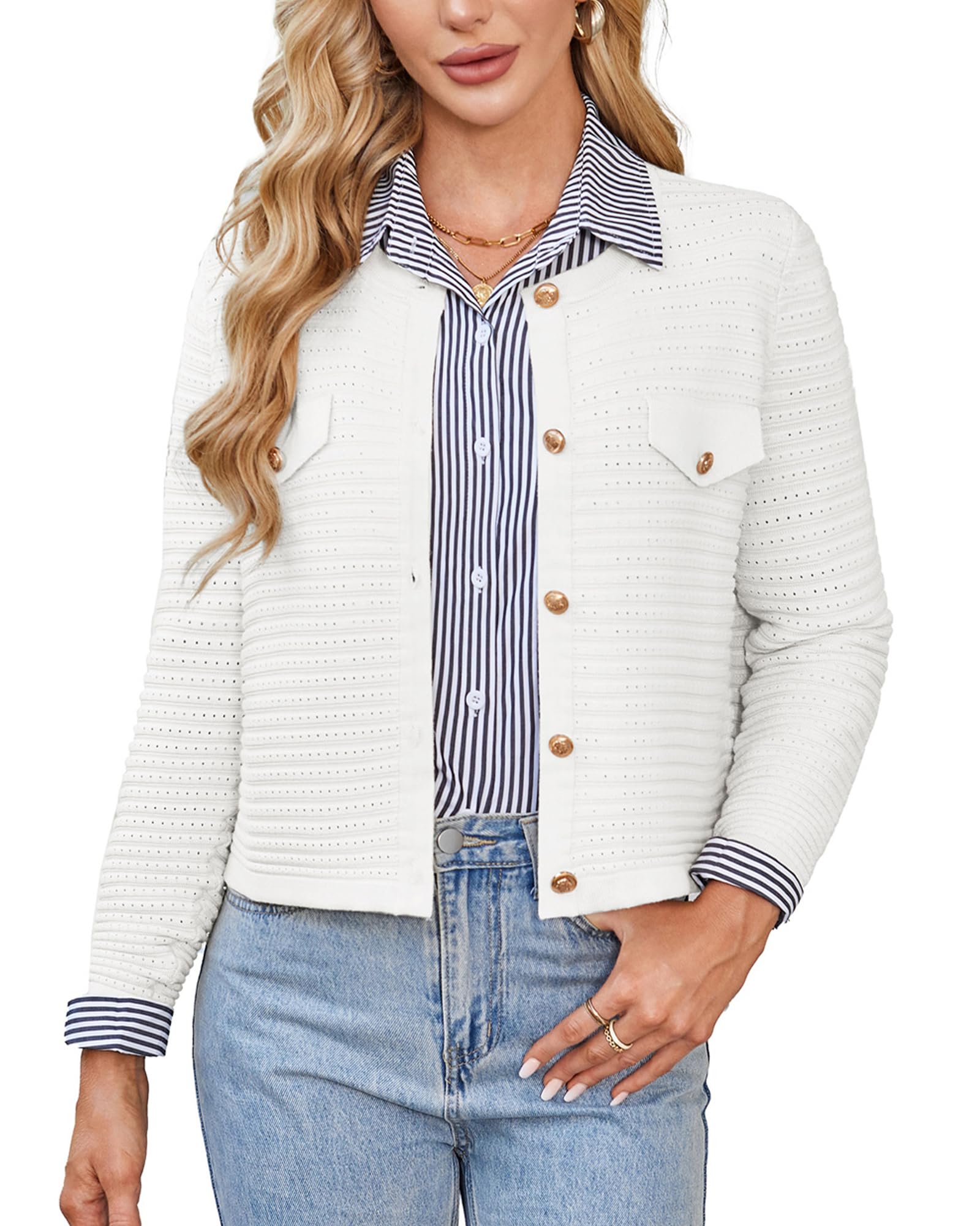 Foto 2 pulgar | Cárdigan Grace Karin - Jersey De Ganchillo De Verano Para Mujer, Color Blanco, Talla M - Venta Internacional.