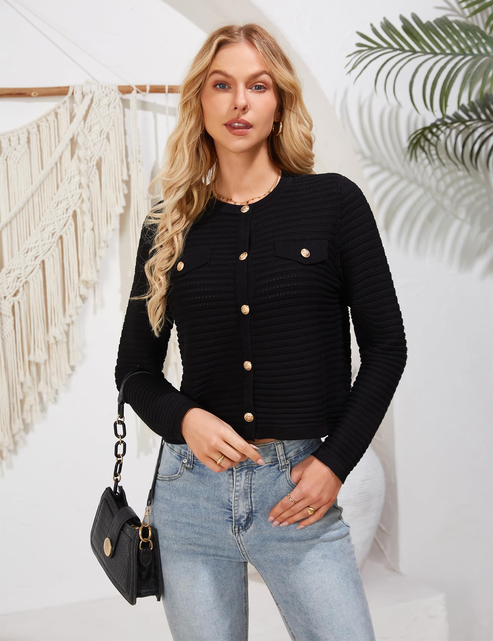 Foto 2 | Jersey Tipo Cárdigan Grace Karin De Ganchillo Para Mujer, Color Negro Xl - Venta Internacional.