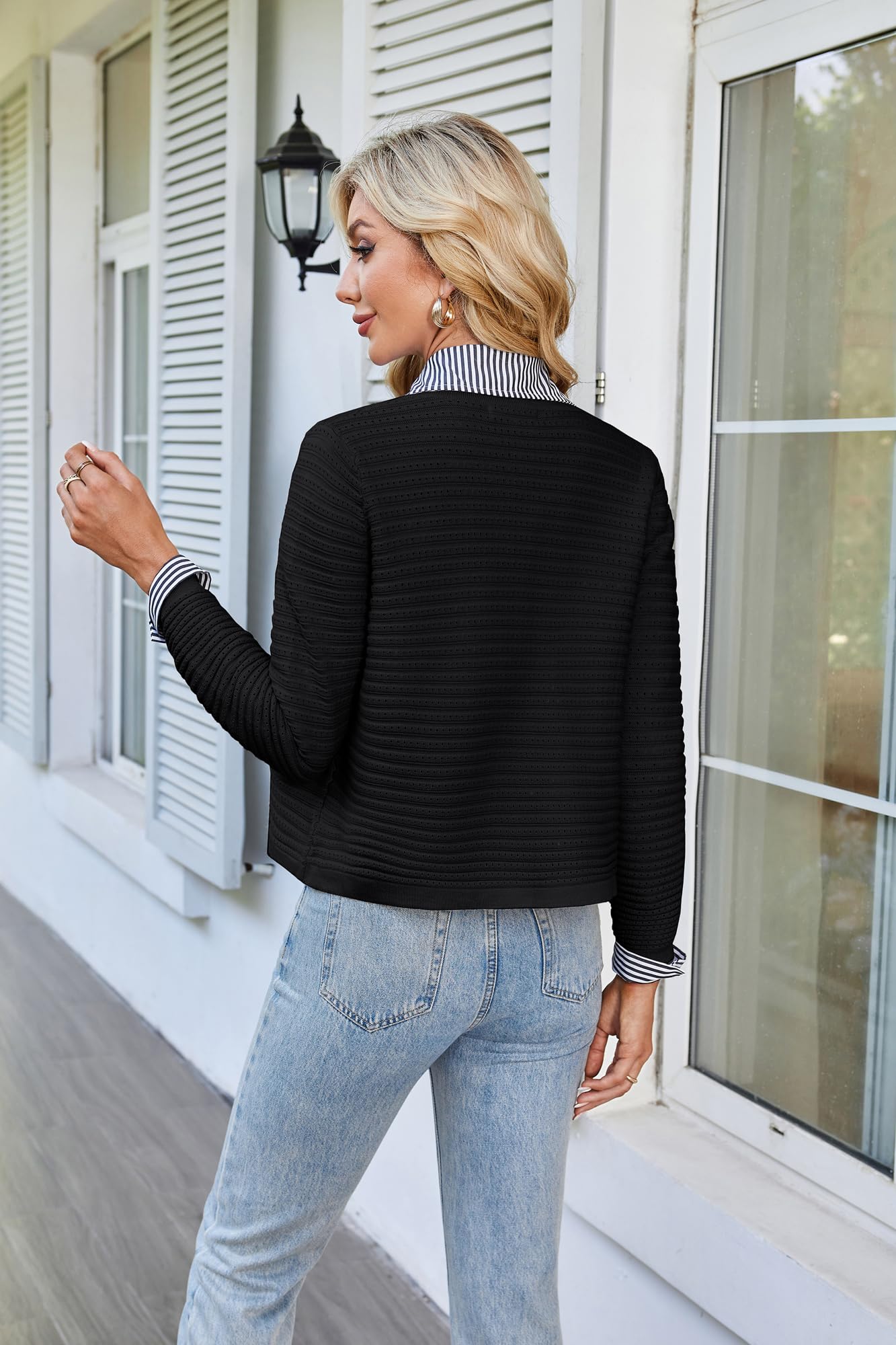 Foto 6 | Jersey Tipo Cárdigan Grace Karin De Ganchillo Para Mujer, Color Negro Xl - Venta Internacional.