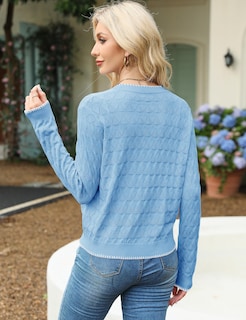 Foto 5 | Jersey Lomon Cardigan De Ganchillo Ligero Con Cuello En V Para Mujer - Venta Internacional.