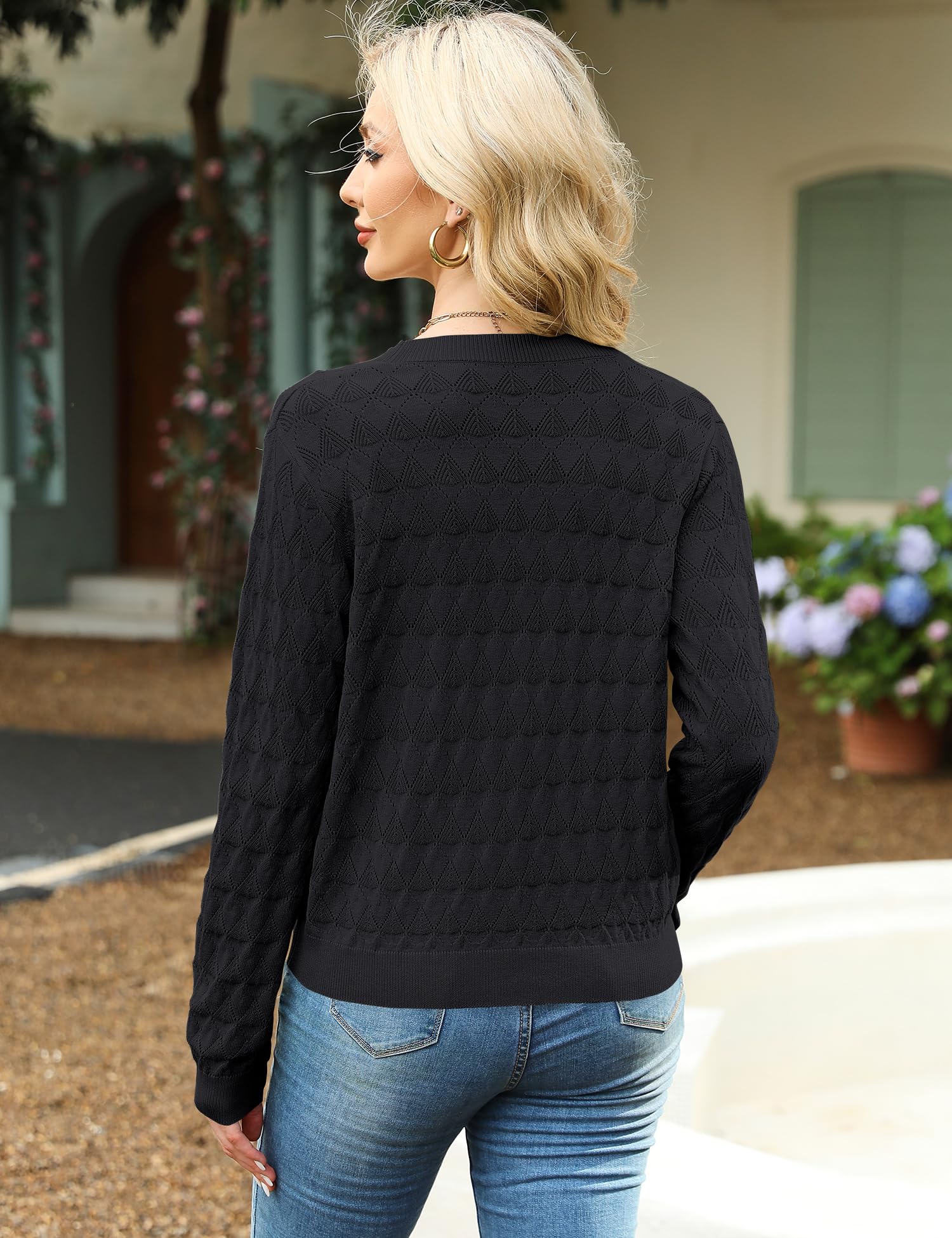 Foto 5 | Jersey Tipo Cárdigan Lomon Recortado Para Mujer, Negro, Ligero - Venta Internacional.