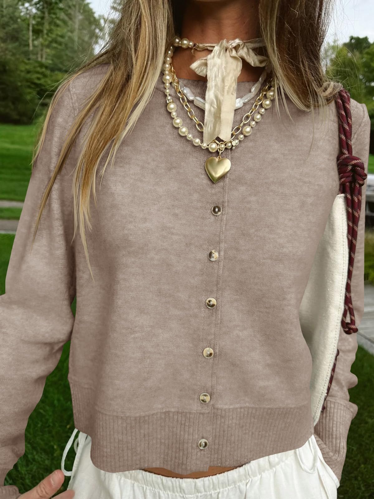 Foto 4 | Suéter Tipo Cárdigan Saodimallsu Ligero De Punto Con Botones Para Mujer - Venta Internacional.