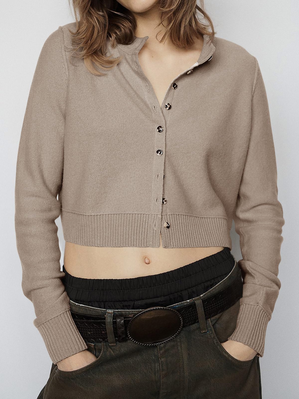 Foto 5 | Suéter Tipo Cárdigan Saodimallsu Ligero De Punto Con Botones Para Mujer - Venta Internacional.