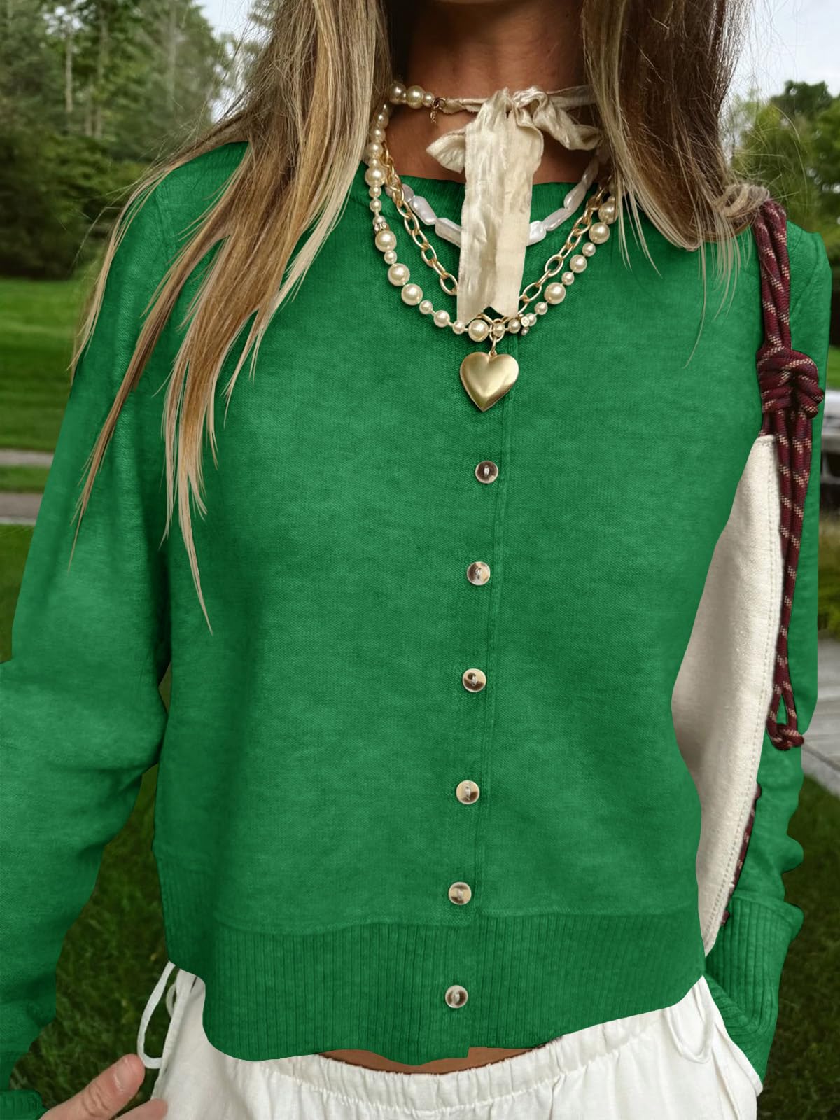 Foto 5 pulgar | Jersey Tipo Cárdigan Saodimallsu Para Mujer, Color Verde Ligero - Venta Internacional.