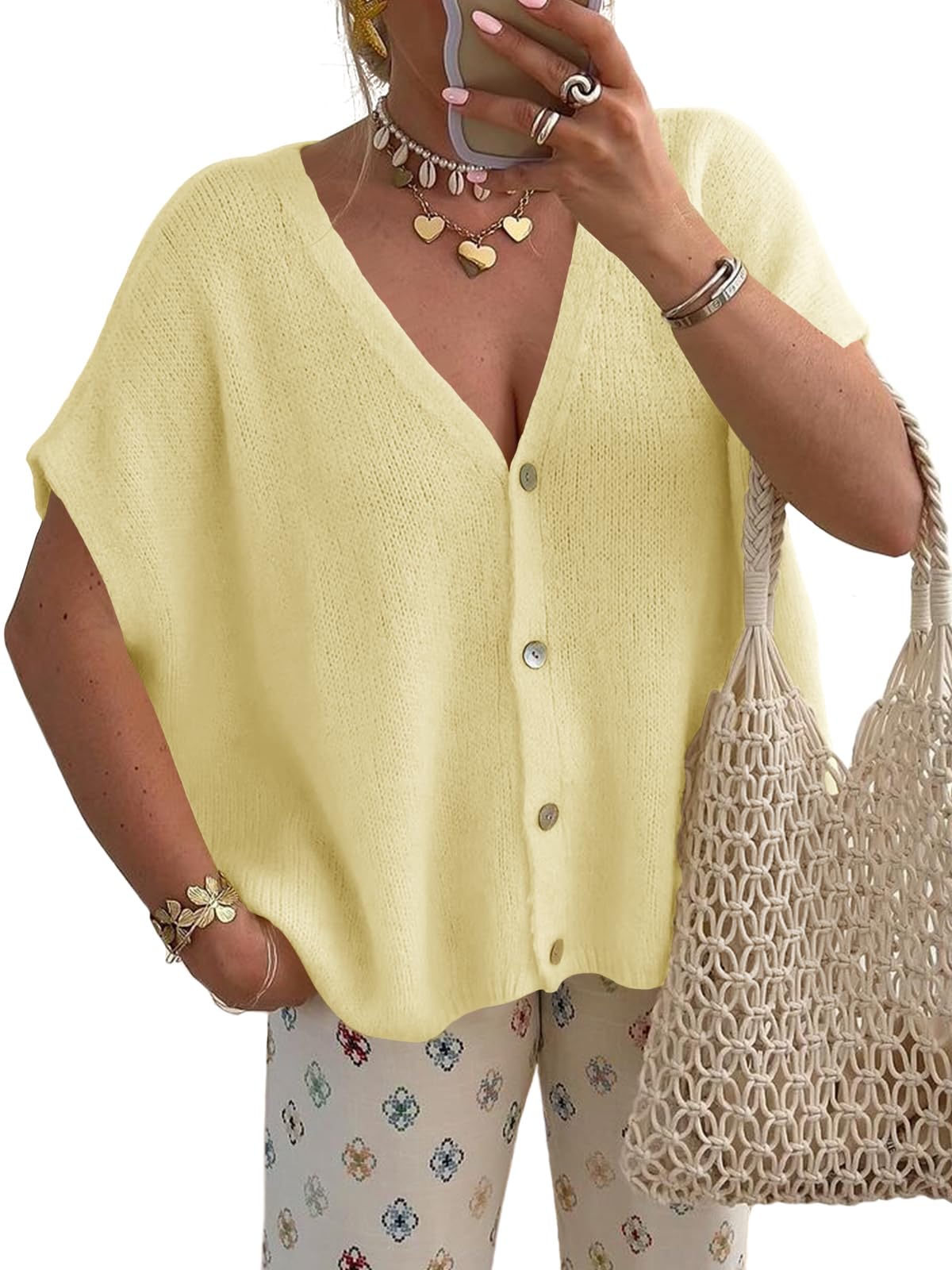 Cárdigan Saodimallsu Amarillo para Mujer- Venta Internacional