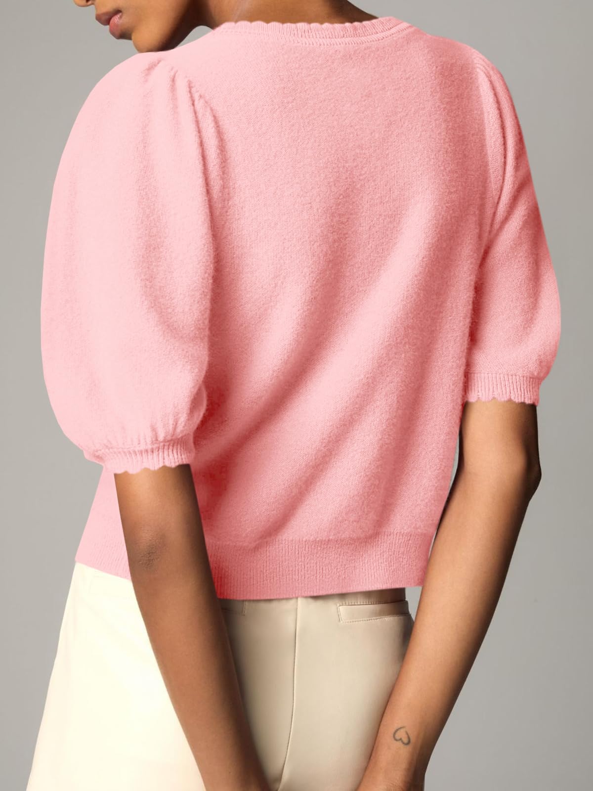 Foto 6 pulgar | Chaqueta Saodimallsu Puff de Manga Corta Rosa para Mujer - Venta Internacional