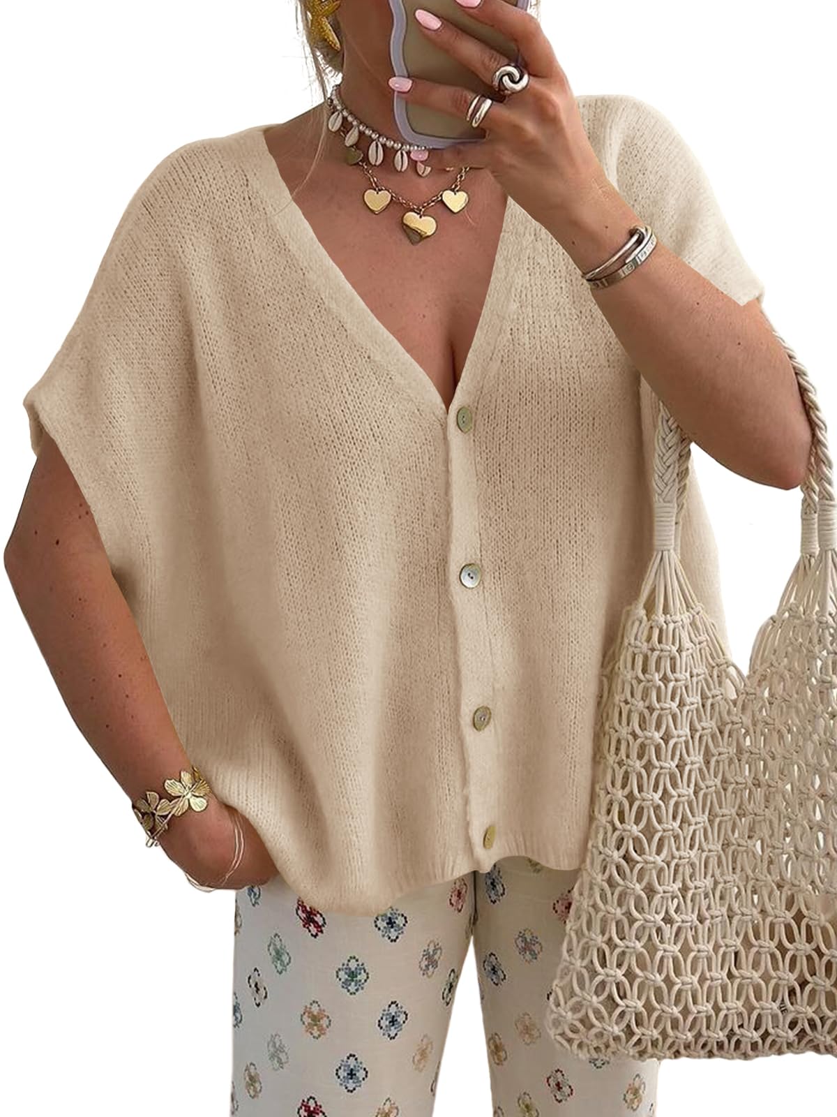 Foto 2 pulgar | Cárdigan Saodimallsu de Verano con Cuello V para Mujer- Venta Internacional