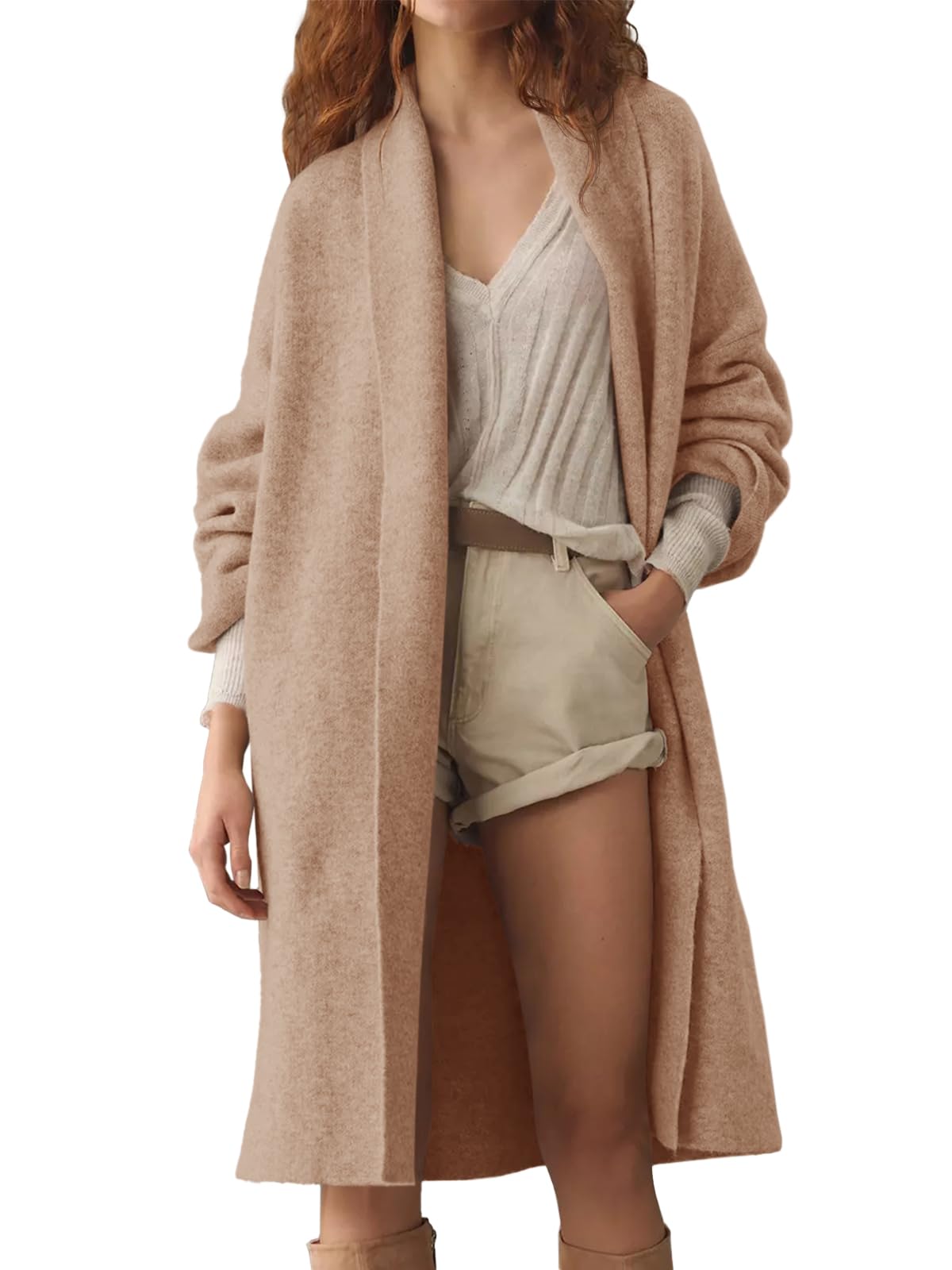 Foto 2 | Jersey Largo Tipo Cárdigan Saodimallsu De Punto Grueso Para Mujer - Venta Internacional.