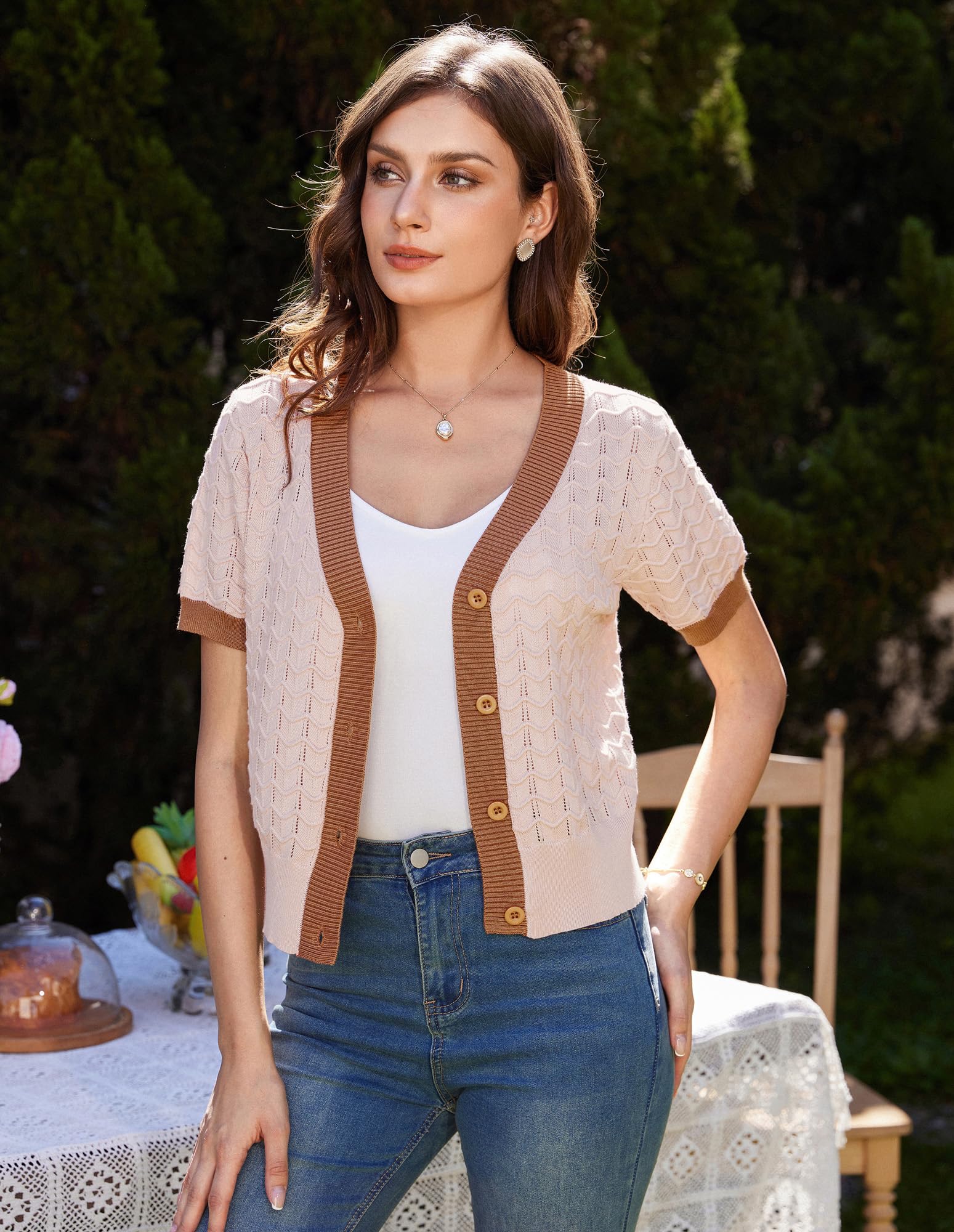 Foto 4 | Jersey Grace Karin Recortado Con Lazos Para Mujer Color Albaricoque, Talla L - Venta Internacional.