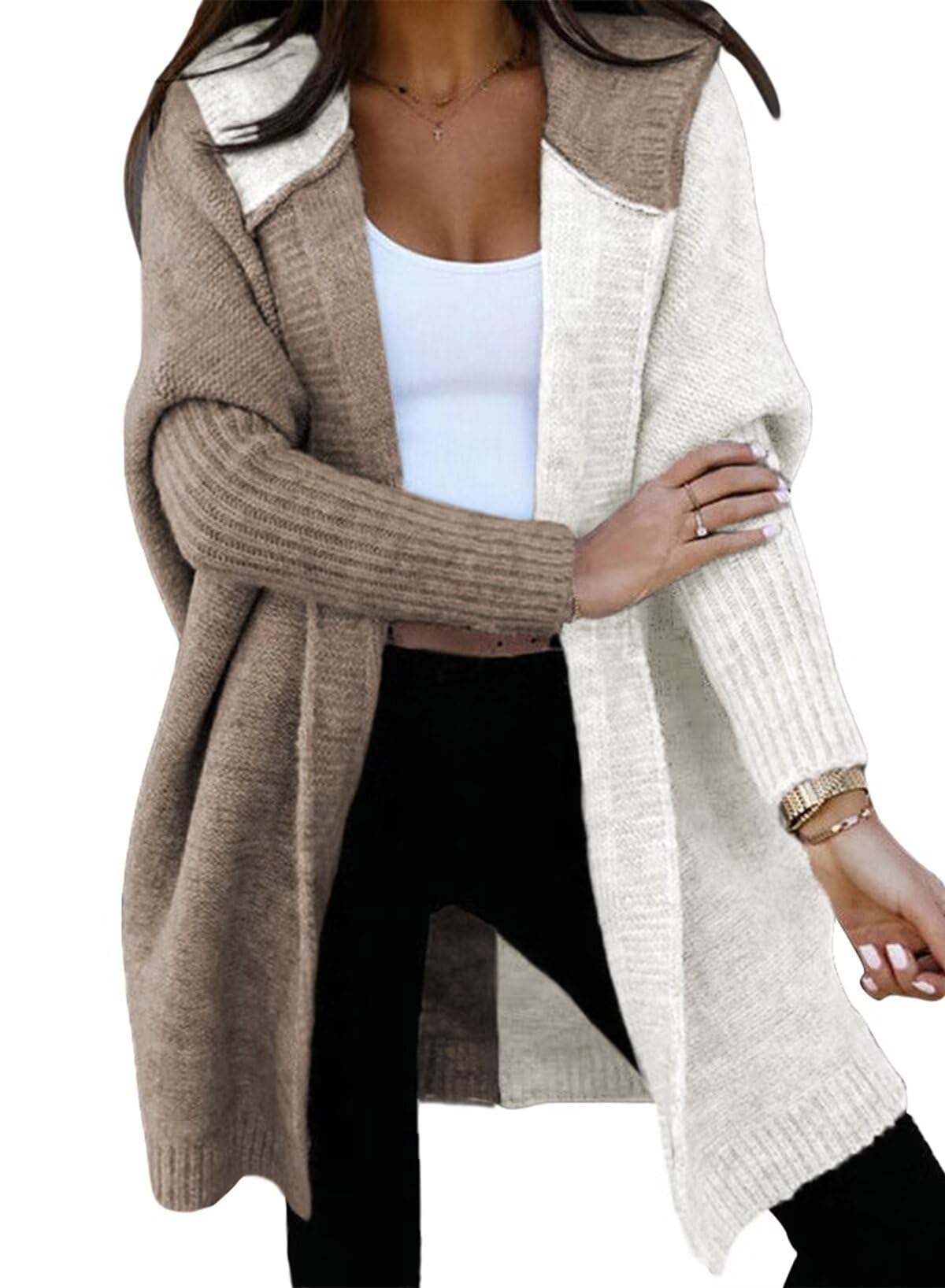 Foto 2 pulgar | Cárdigan con Capucha Astylish Caqui para Mujer - Venta Internacional