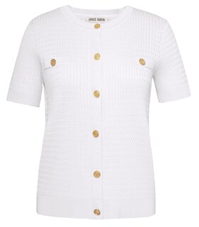 Foto 2 | Jersey Tipo Cárdigan Grace Karin De Manga Corta Para Mujer, Color Blanco - Venta Internacional.