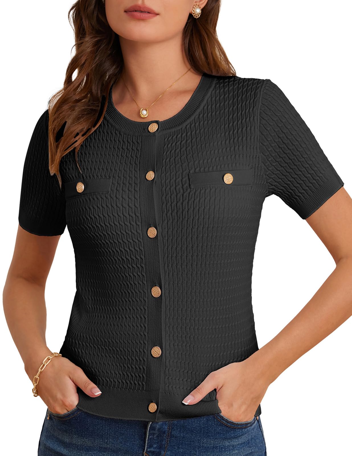 Foto 2 pulgar | Jersey Tipo Cárdigan Grace Karin De Verano De Manga Corta Para Mujer - Venta Internacional.