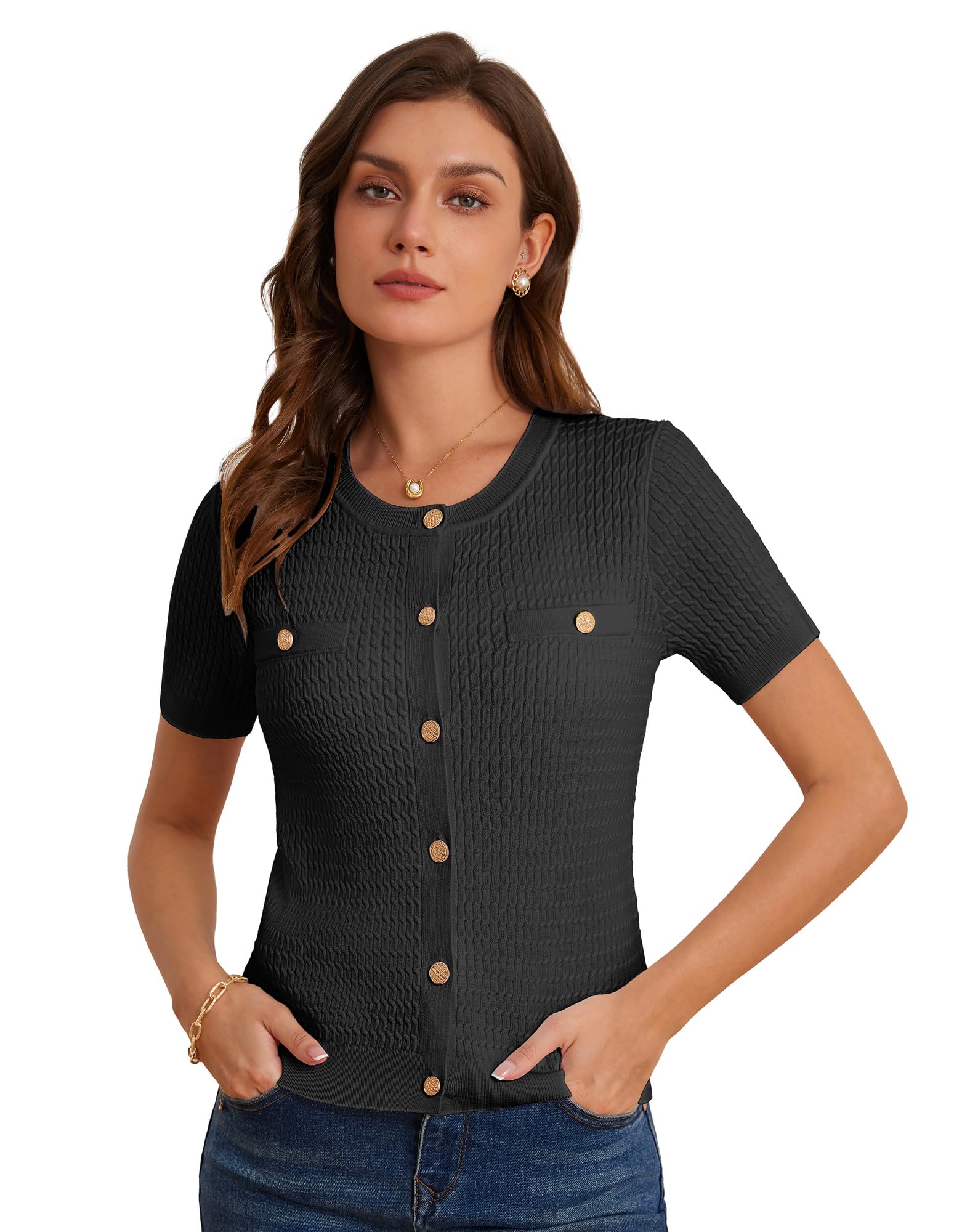 Foto 3 pulgar | Jersey Tipo Cárdigan Grace Karin De Verano De Manga Corta Para Mujer - Venta Internacional.