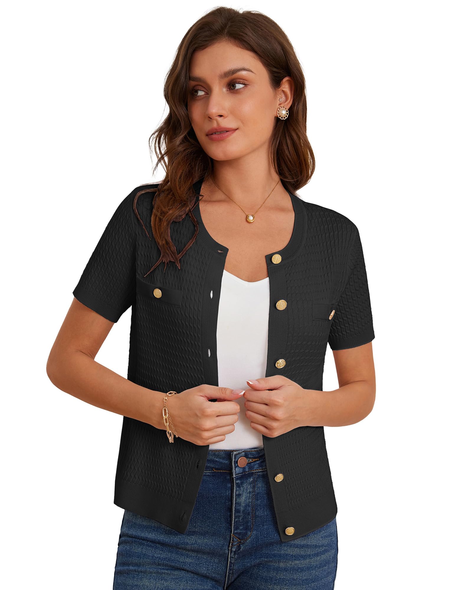 Foto 4 pulgar | Jersey Tipo Cárdigan Grace Karin De Verano De Manga Corta Para Mujer - Venta Internacional.