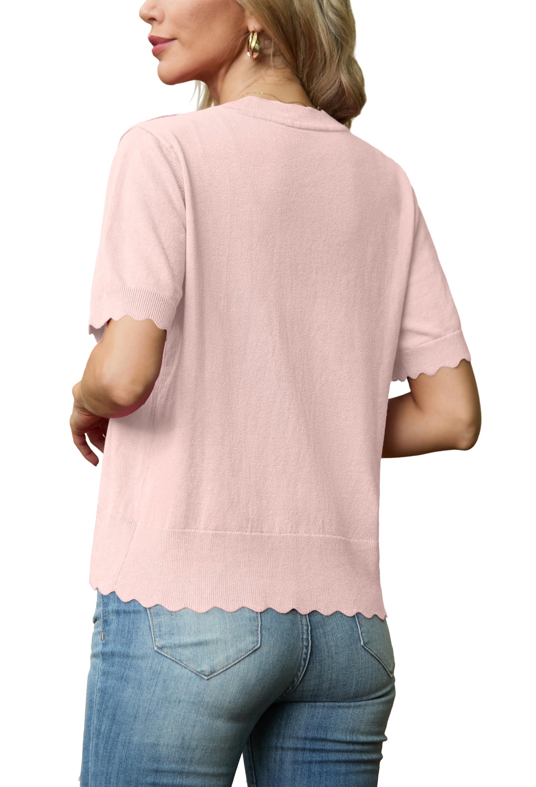 Foto 6 pulgar | Cárdigan Grecerelle Para Mujer, Manga Corta, Manga Corta, Color Rosa - Venta Internacional.