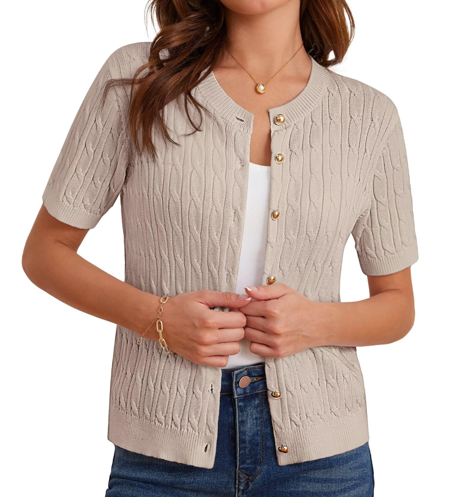 Cárdigan Grace Karin De Manga Corta Para Mujer, Color Albaricoque, 2xl - Venta Internacional.