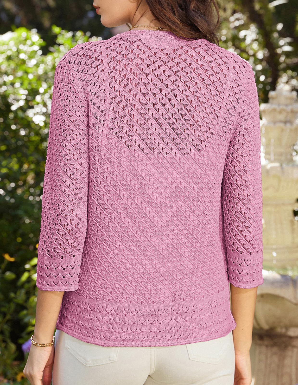 Foto 7 pulgar | Cárdigan Grace Karin De Malla De Verano De Ganchillo Rosa Para Mujer - Venta Internacional.