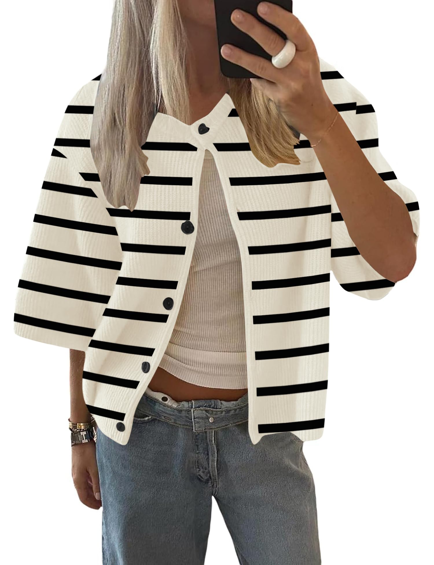 Foto 1 | Cárdigan Lomon De Punto De Manga Corta Para Mujer, Primavera-verano, Talla M - Venta Internacional.