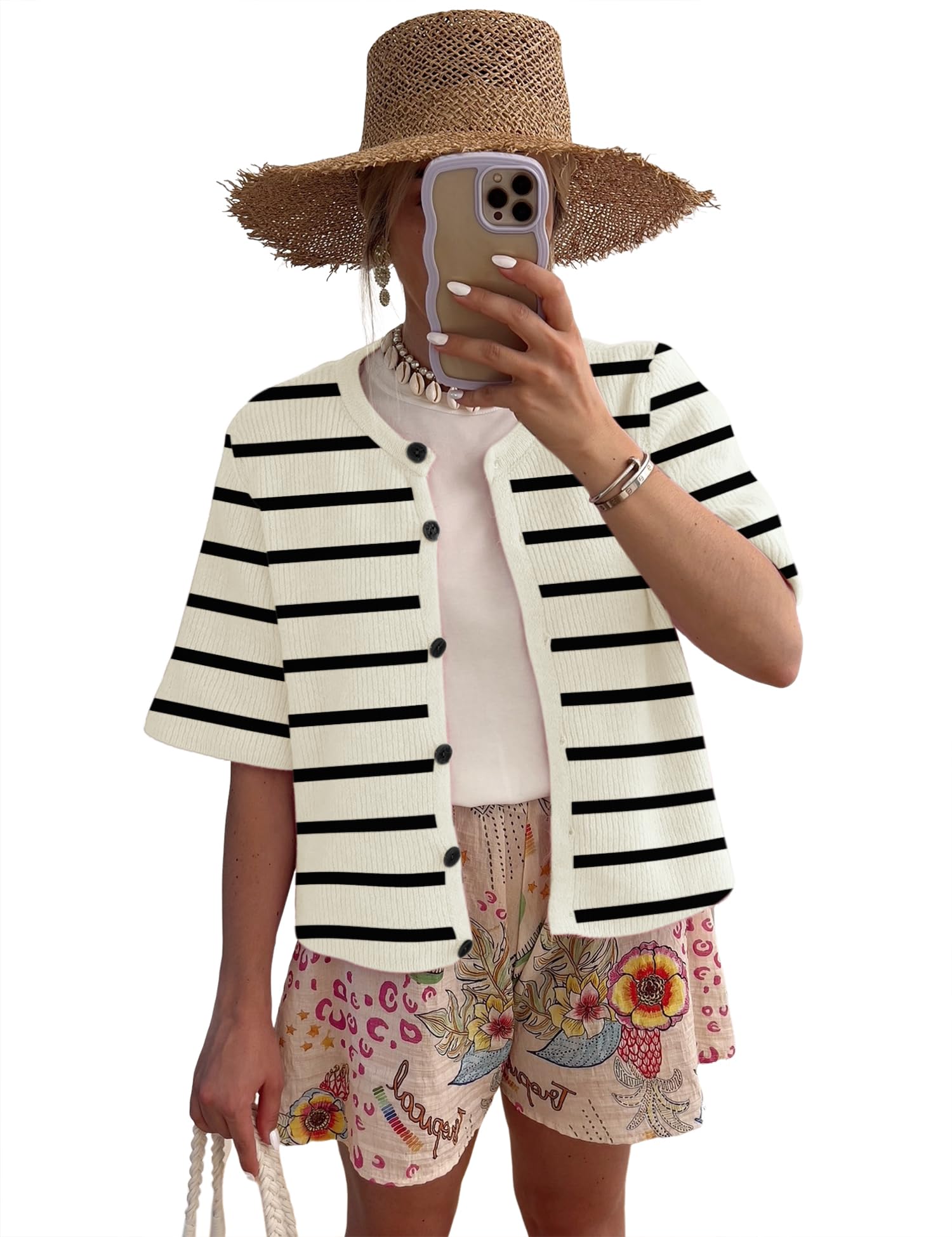 Foto 3 pulgar | Cárdigan Lomon De Punto De Manga Corta Para Mujer, Primavera-verano, Talla M - Venta Internacional.