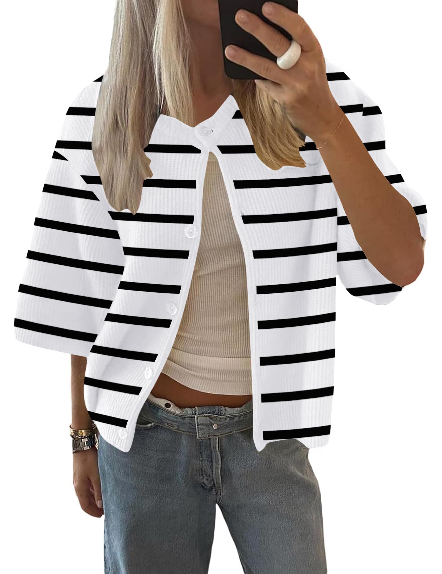 Foto 1 | Cárdigan Lomon De Punto De Manga Corta Para Mujer, Primavera Y Verano, Talla S - Venta Internacional.