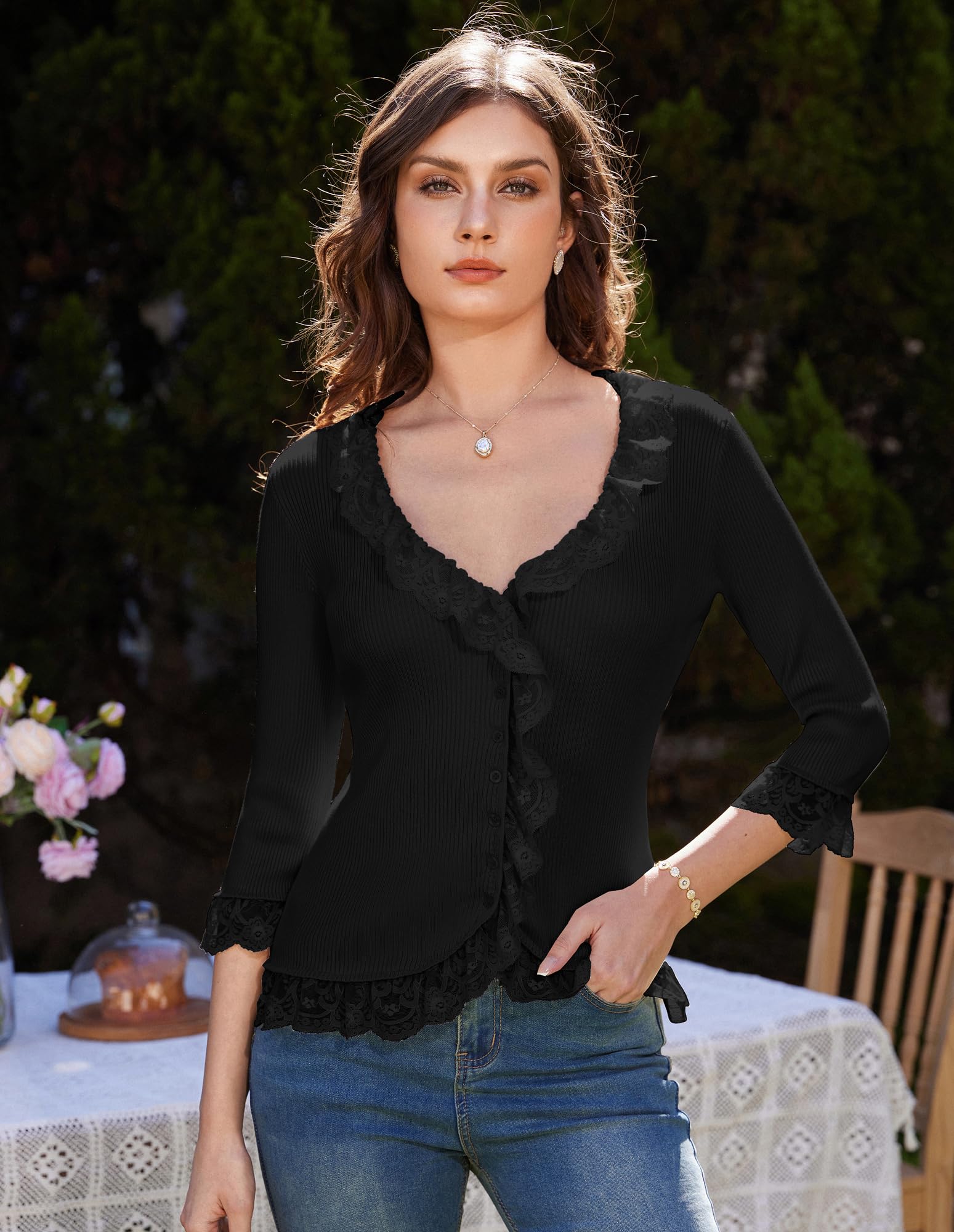 Foto 2 | Cárdigan Grace Karin Black Summer Para Mujer Con Encaje - Venta Internacional.