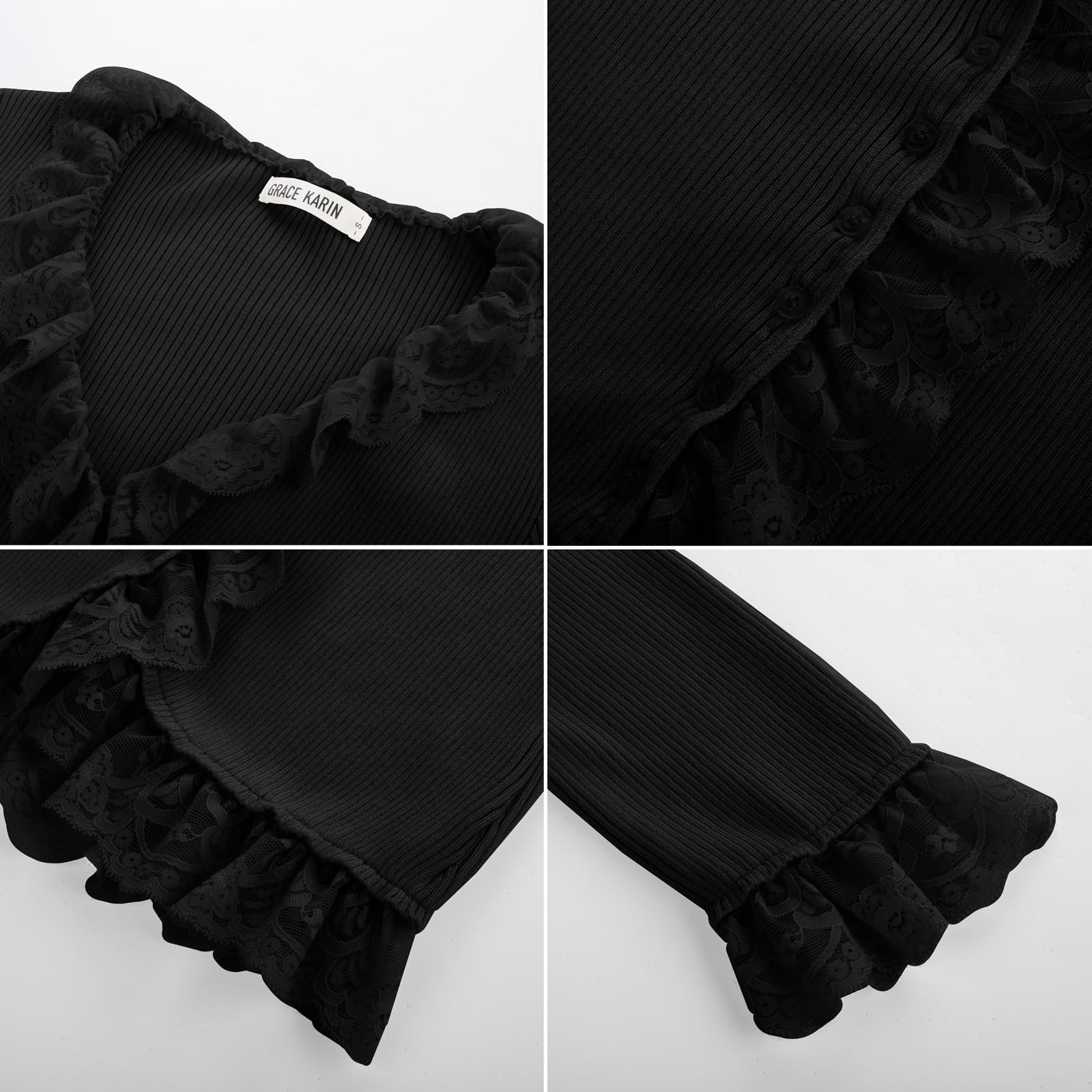 Foto 6 pulgar | Cárdigan Grace Karin Black Summer Para Mujer Con Encaje - Venta Internacional.