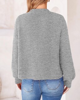 Foto 3 | Cárdigan BTFBM Punto Grueso Gris para Mujer - Venta Internacional