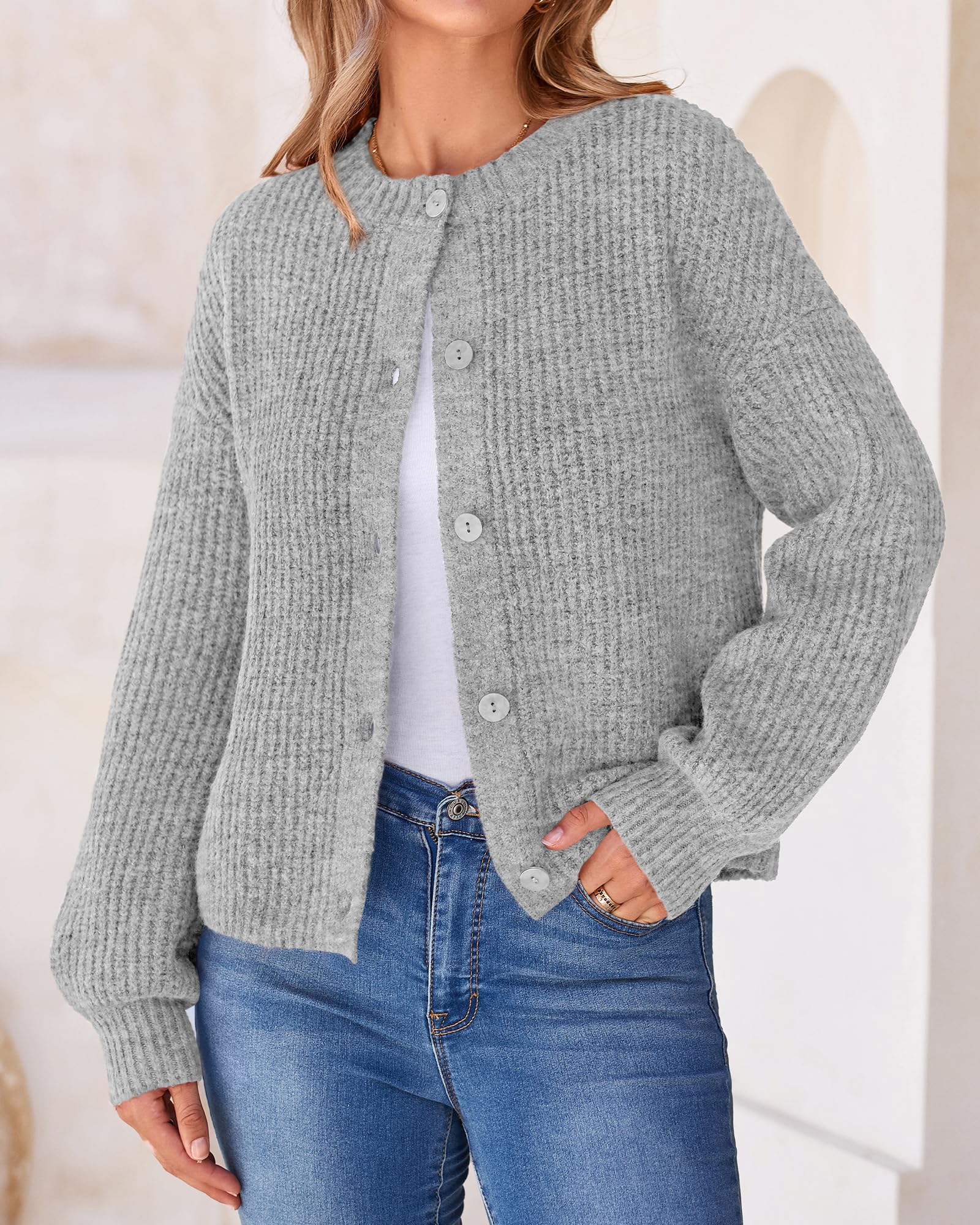Foto 6 pulgar | Cárdigan BTFBM Punto Grueso Gris para Mujer - Venta Internacional