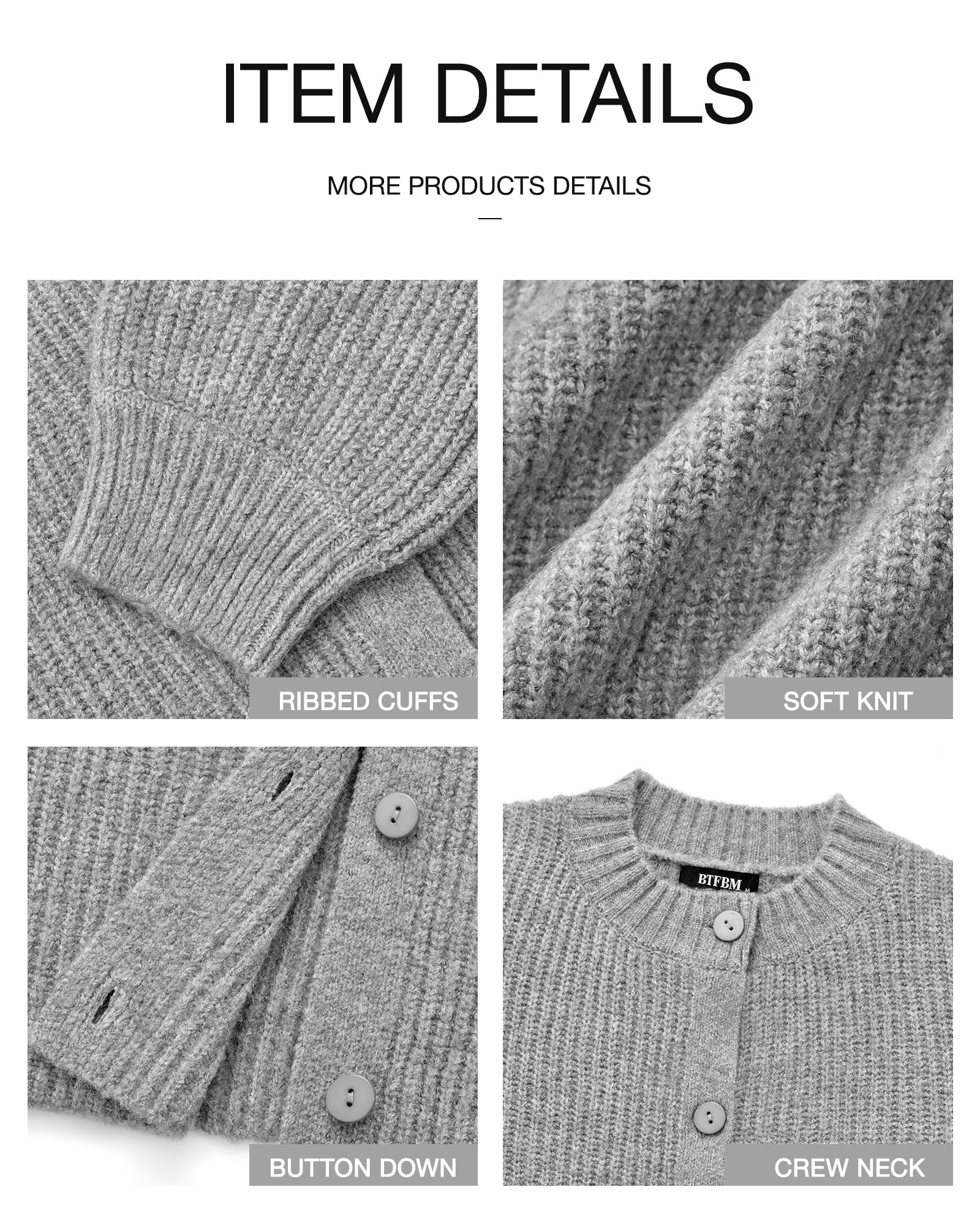 Foto 8 pulgar | Cárdigan BTFBM Punto Grueso Gris para Mujer - Venta Internacional