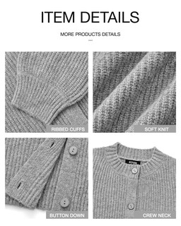 Foto 7 | Cárdigan BTFBM Punto Grueso Gris para Mujer - Venta Internacional