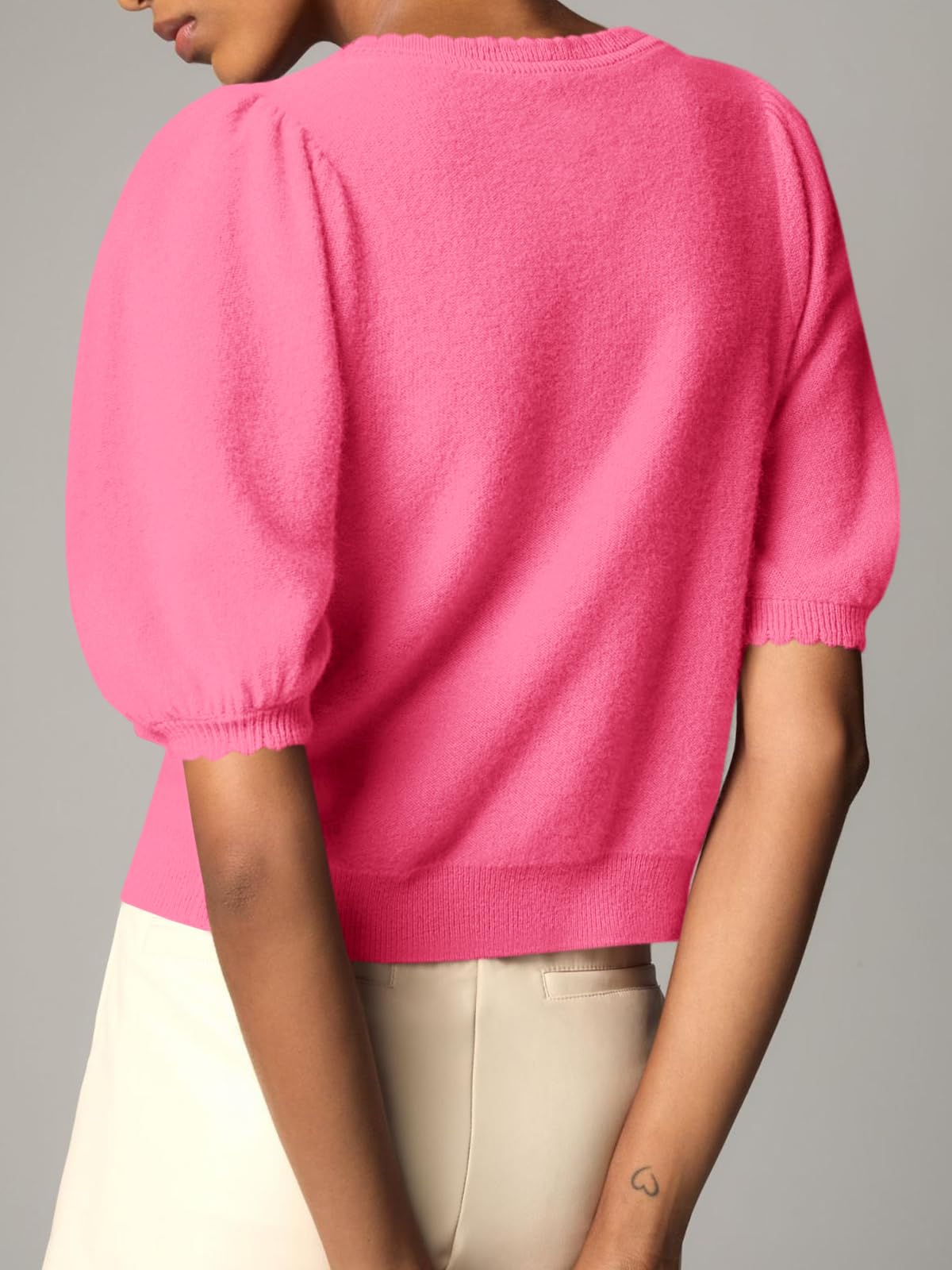 Foto 5 | Cárdigan Saodimallsu Puff De Manga Corta Para Mujer, Color Rojo - Venta Internacional.